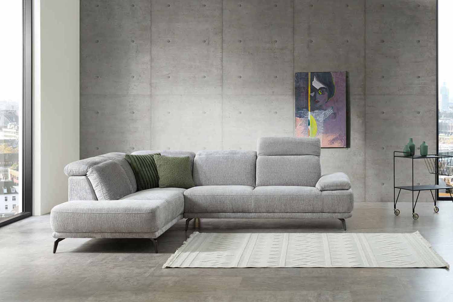 Ecksofa inkl. Kopfteilverstellung in Stoff