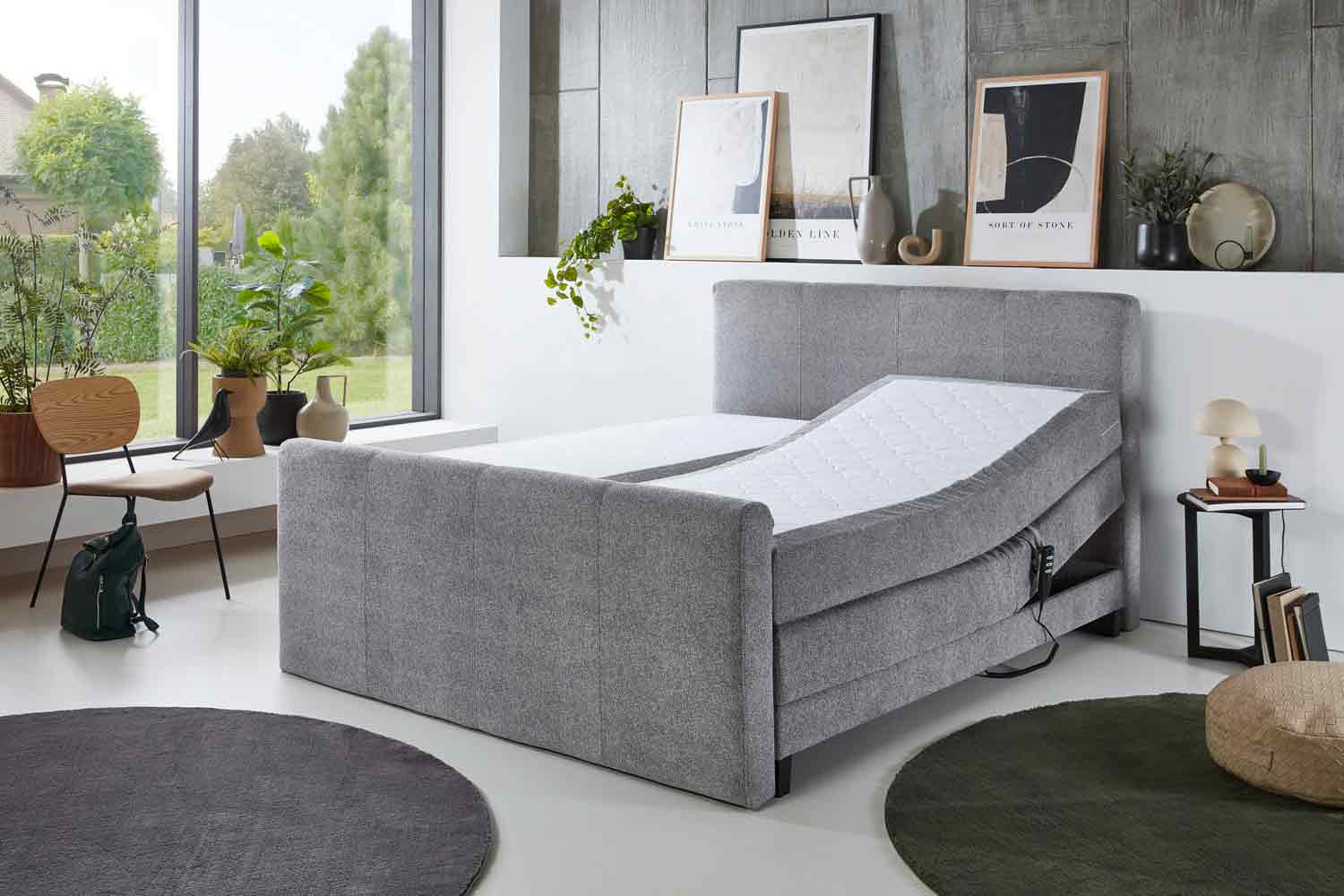 Boxspringbett Anmore mit 2-motoren & Wendematratze Stoff