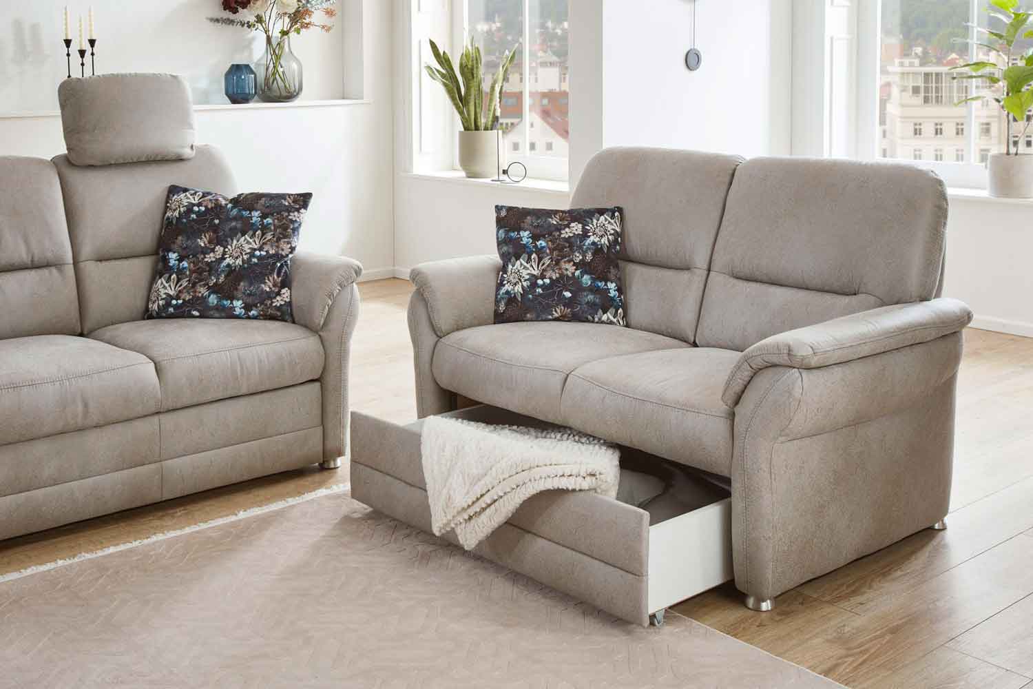 Couchgarnitur mit Federkernpolsterung in Mikrofaserstoff