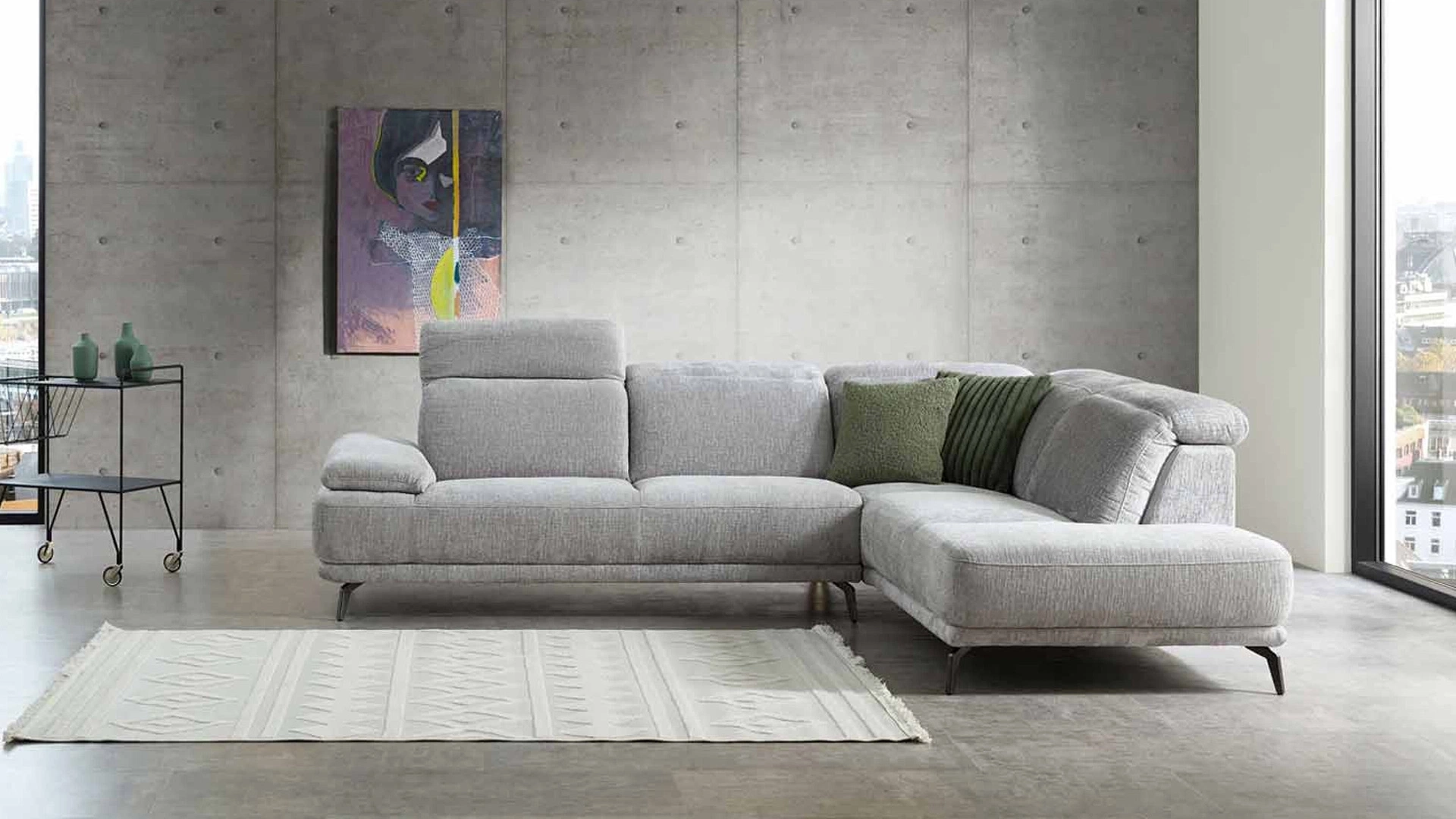 Cuoio Stoff Ecksofa inkl. manueller Kopfteilverstellung -0597101700-44WW-A