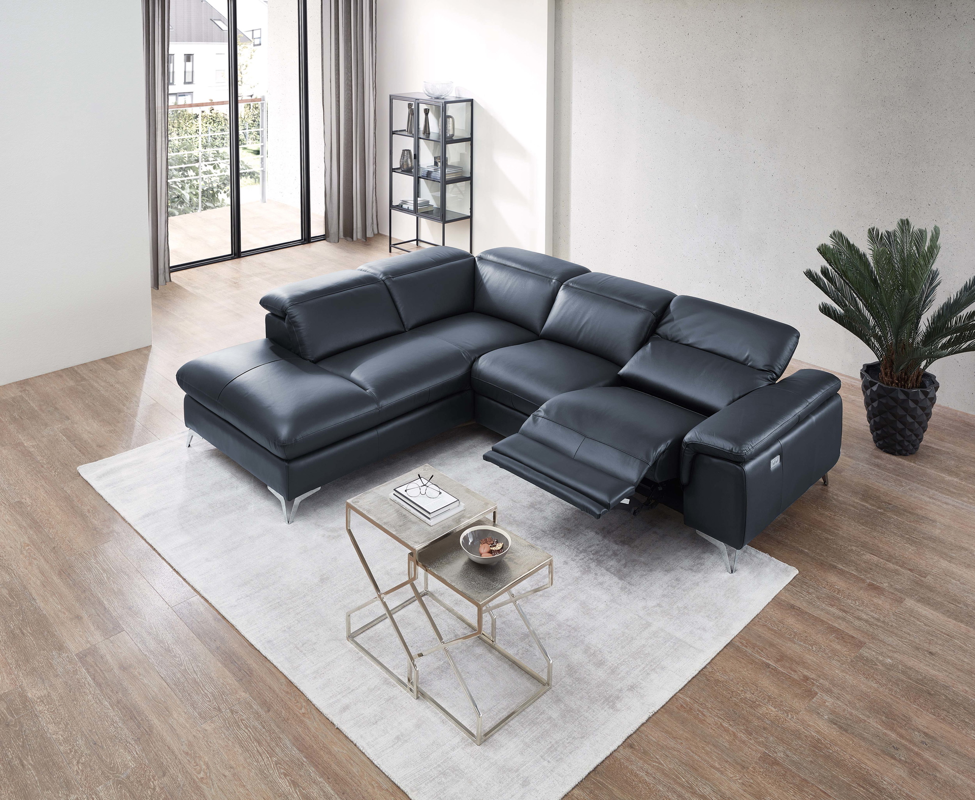 Ecksofa Seahawk mit manueller Kopfteilverstellung in Leder 