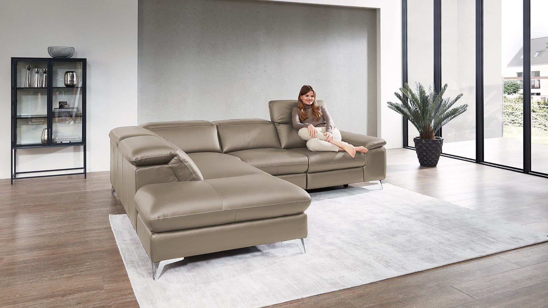 Ecksofa Seahawk mit motorischer Relaxfunktion in Leder 