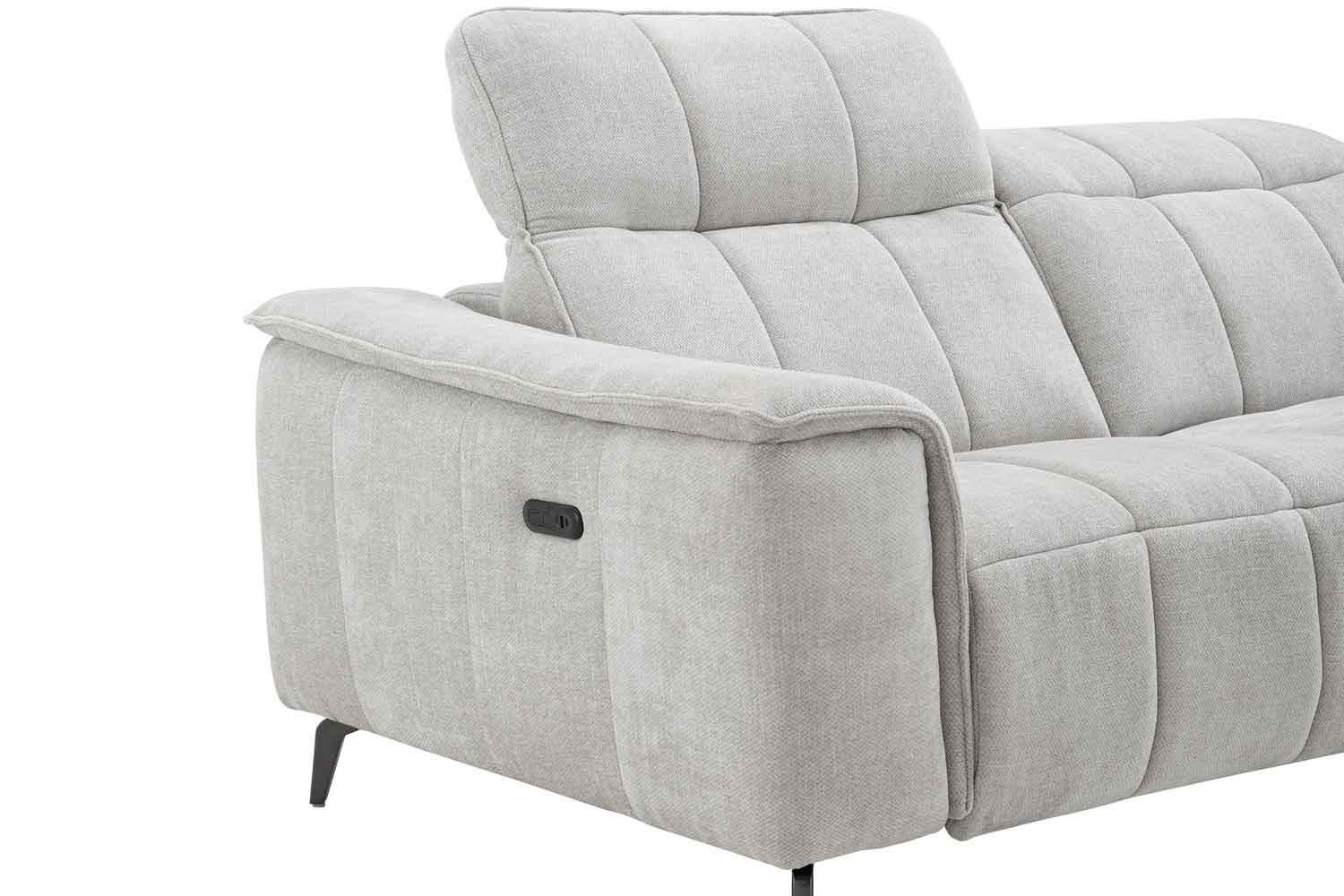 Stoff Ecksofa mit manueller Kopfteilverstellung und Funktion