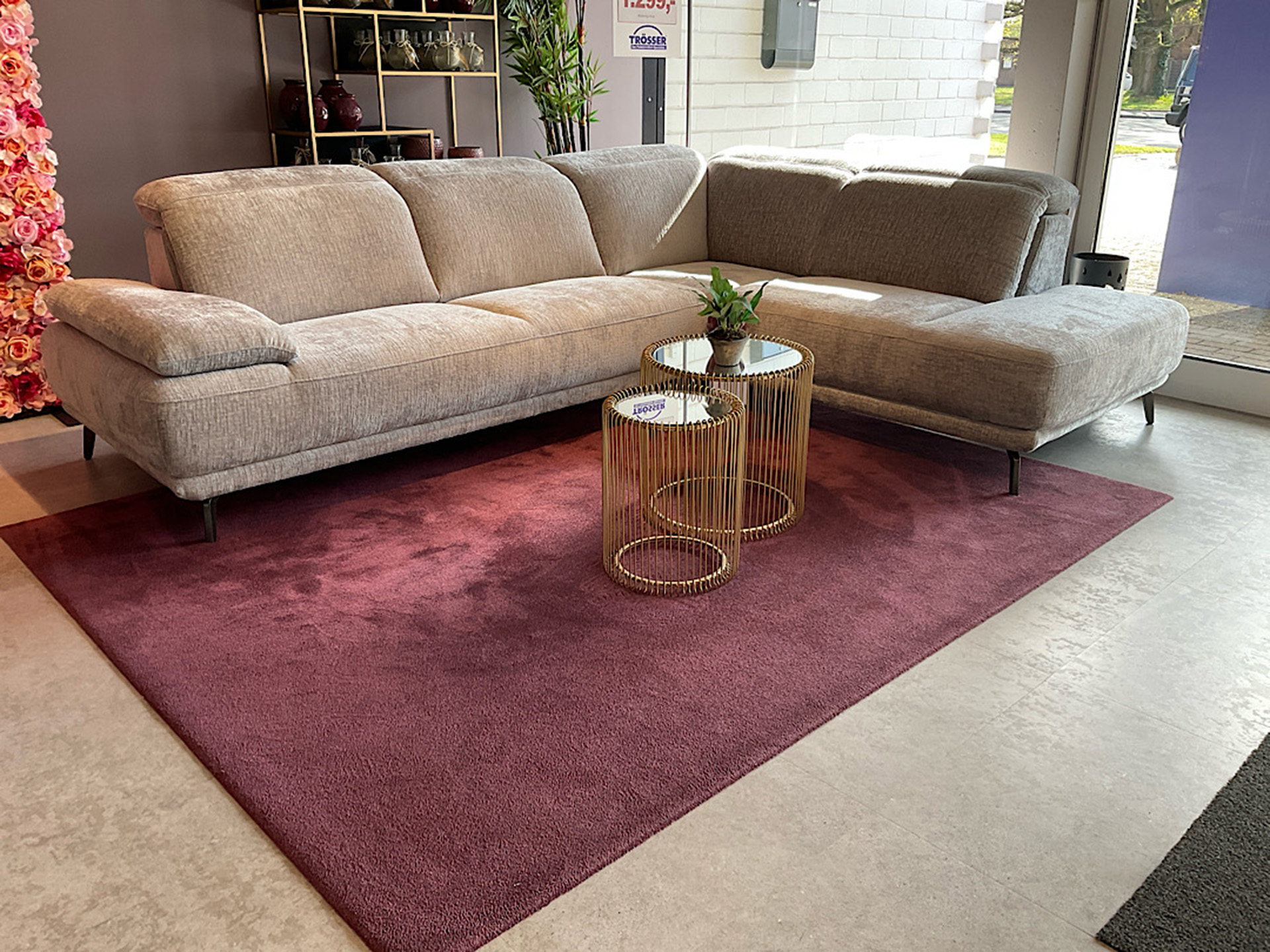 Cuoio Stoff Ecksofa inkl. Kopfteilverstellung 
