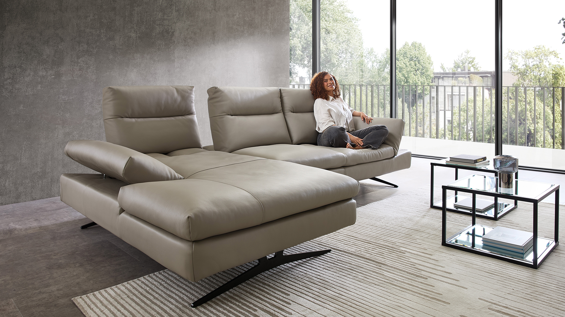 Cuoio Ecksofa Letizia mit manueller Sitztiefenverstellung in Leder Cuoio Ecksofa Letizia mit manueller Sitztiefenverstellung in Leder-05971024WW