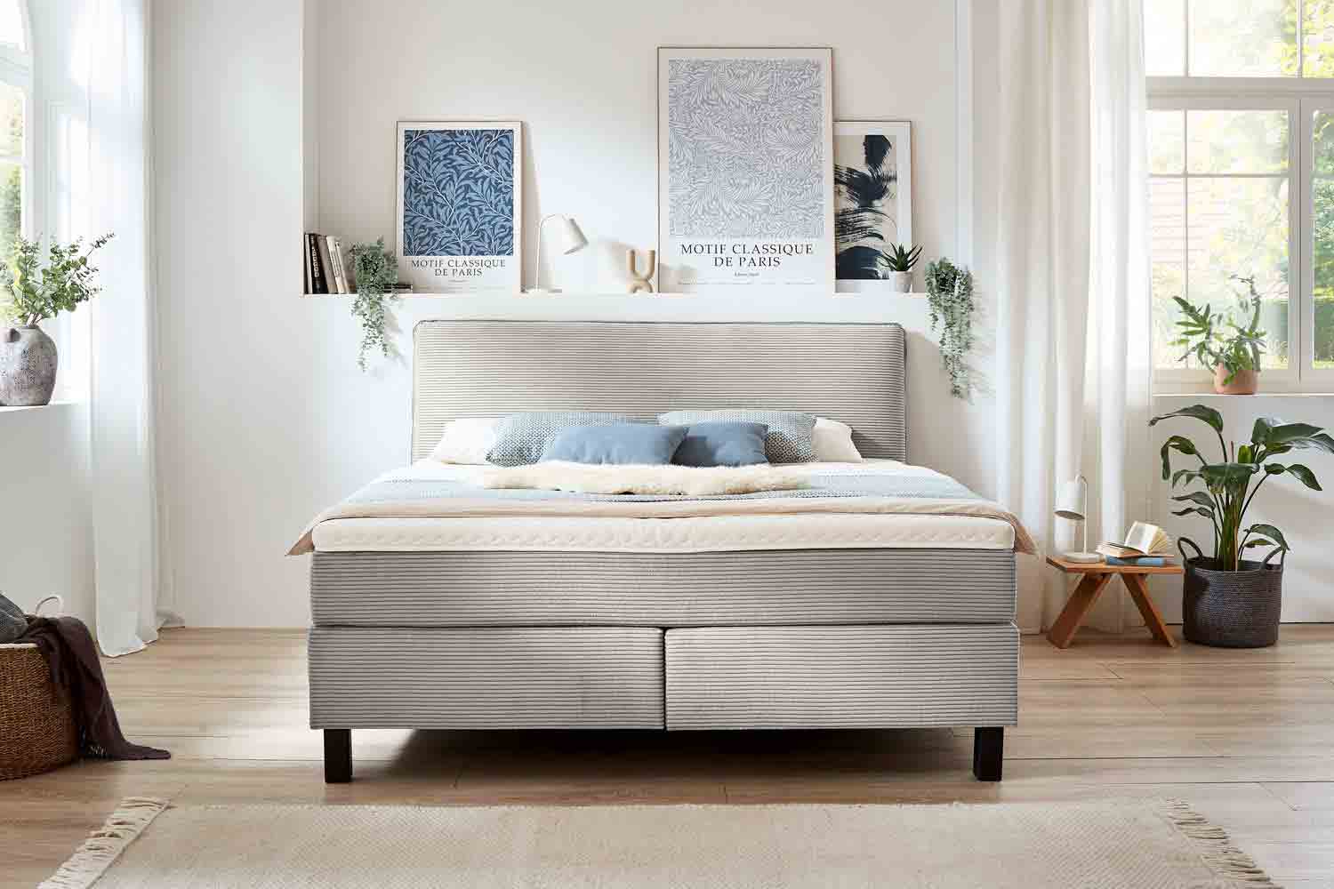 Cord Boxspringbett Home 4000 inkl. Wendematratze