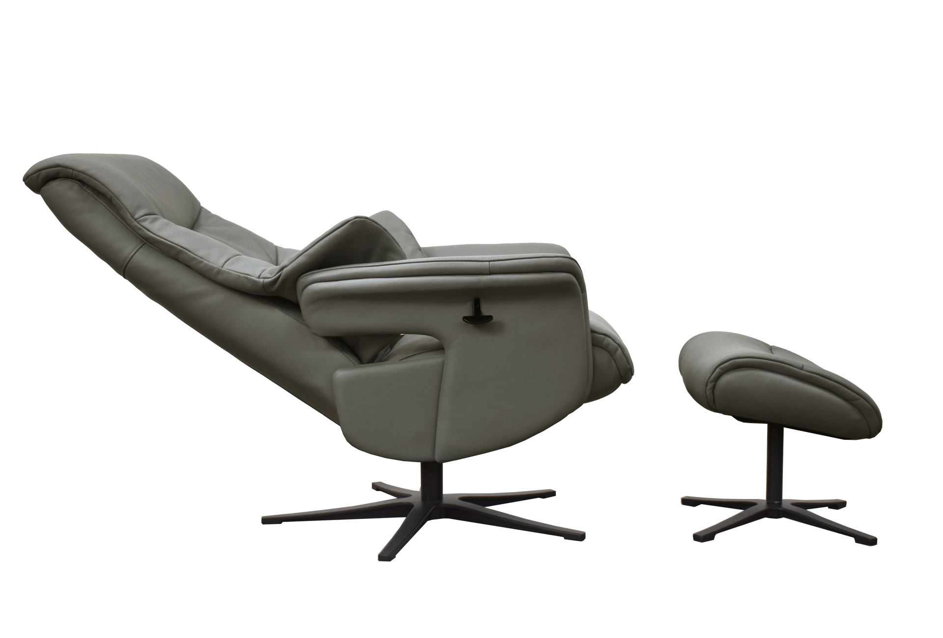 Relaxsessel Agent Grey mit manueller Funktion und Sitzhöhenverstellung in Leder-Lederlook