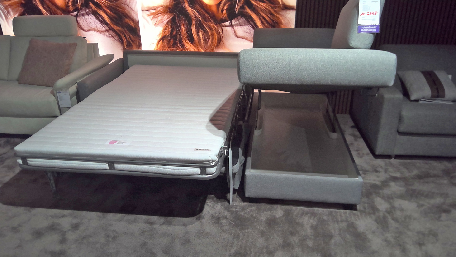 Bali Stoff Ecksofa inkl. Schlaffunktion mit Matratze und Bettkasten -0459020440-44WW-A