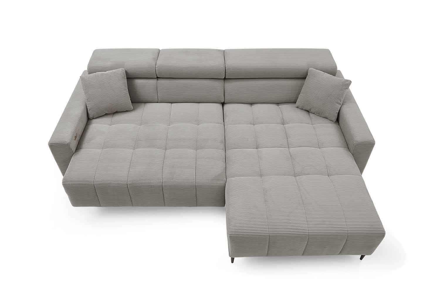 Ecksofa inkl. motorischem Sitzvorzug in Trendstoff Cord