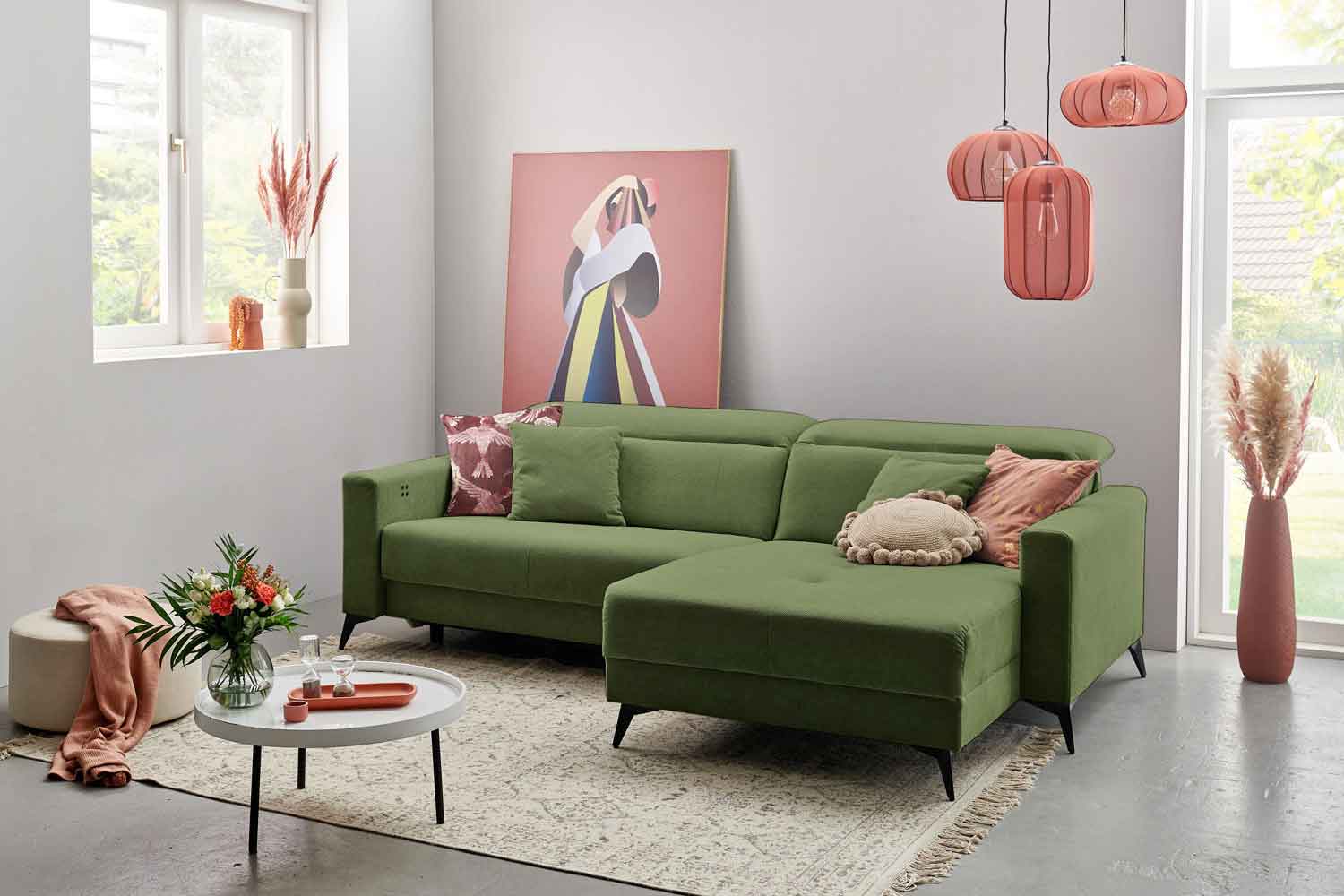 Ecksofa Bridge inkl. motorischer Relaxfunktion in Stoff 