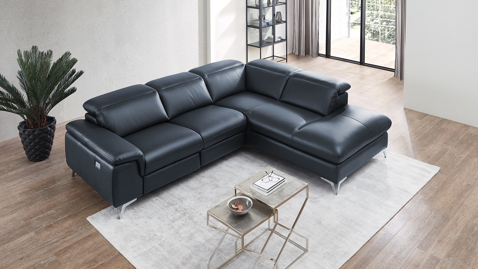 Ecksofa Seahawk mit manueller Kopfteilverstellung in Leder -05970213-WW.7