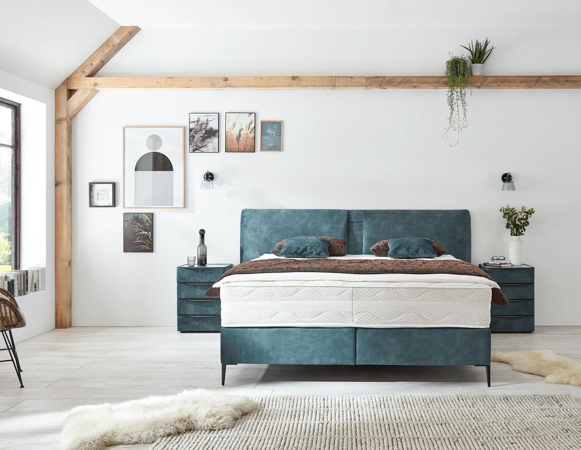 Boxspringbett 180x200cm Farbe Petrol