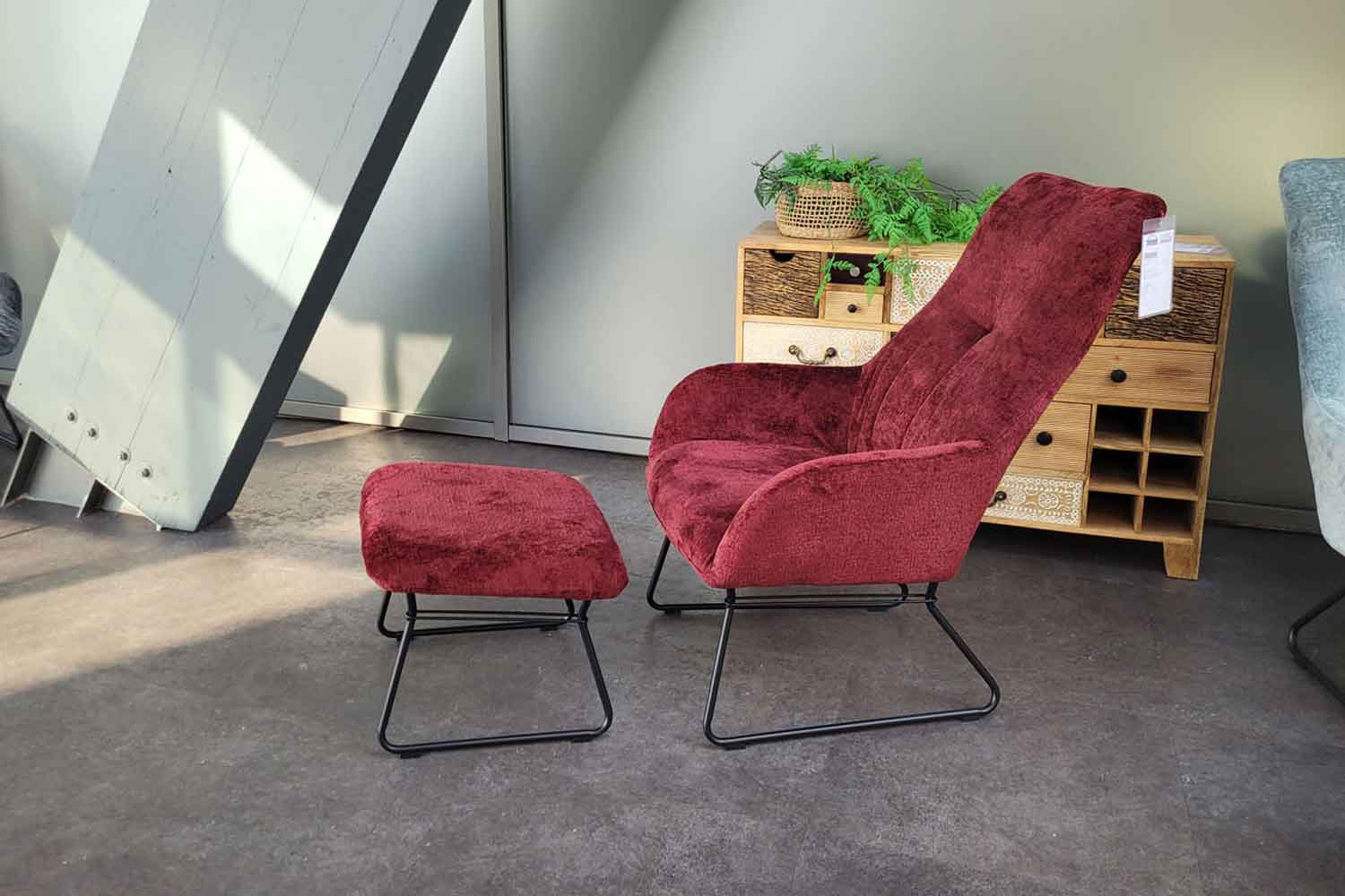 Stoff Sessel inkl. Hocker