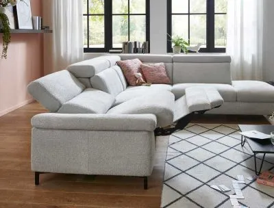 Ecksofa in Stoff L-Form mit Federkern