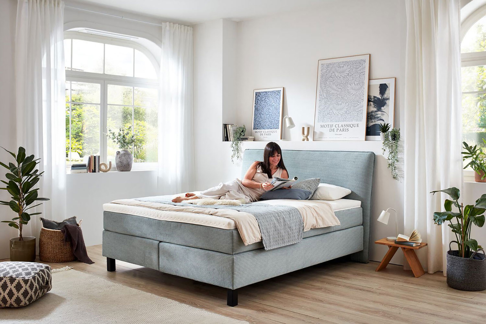 Cord Boxspringbett Home 4000 inkl. Wendematratze