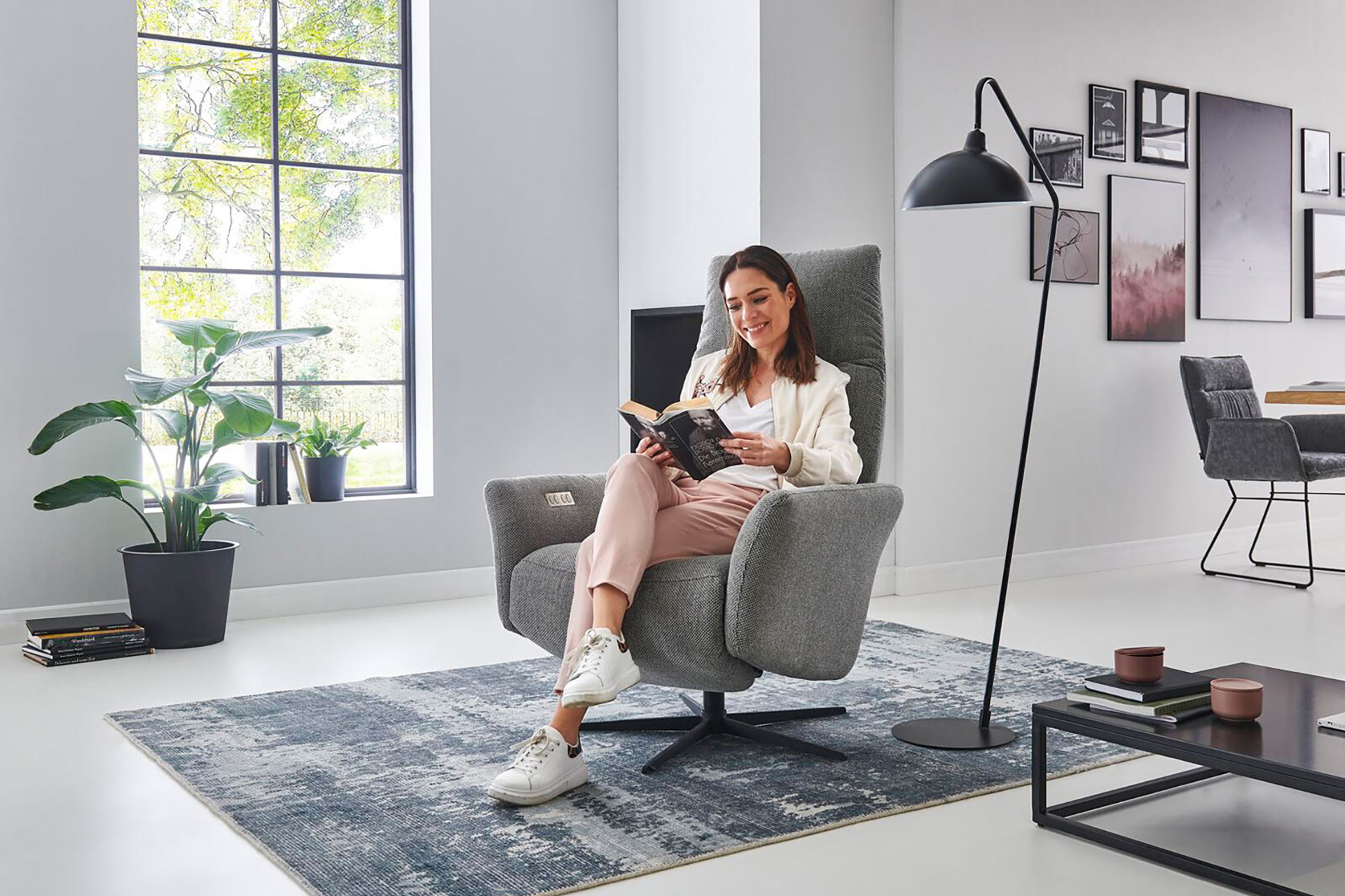 Stoff Relaxsessel Modern inkl. manueller Relaxfunktion