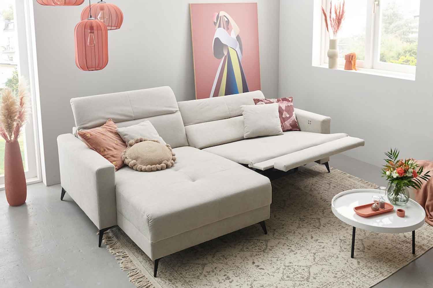 Ecksofa Bridge inkl. motorischer Relaxfunktion in Stoff 