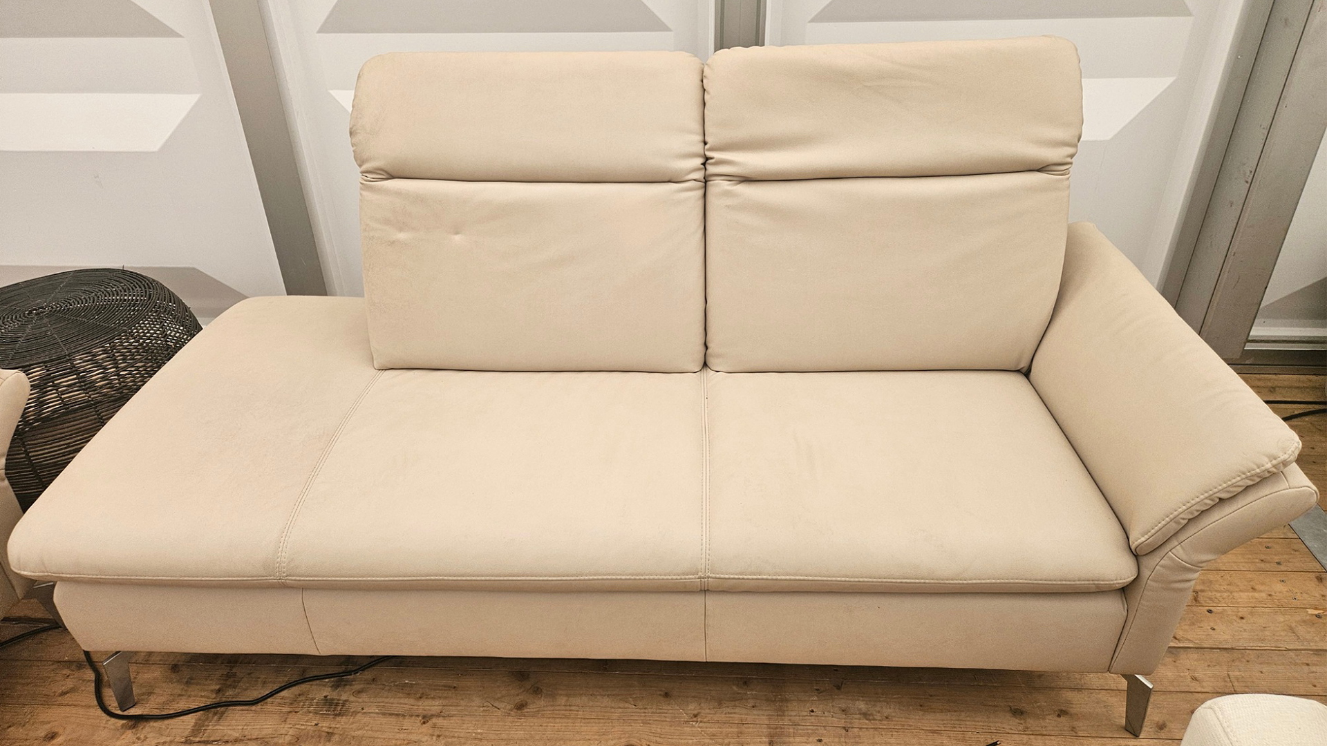 Gruber Couchgarnitur mit Kopfteilverstellung und Hocker in Stoff-0134800012-34WW-A