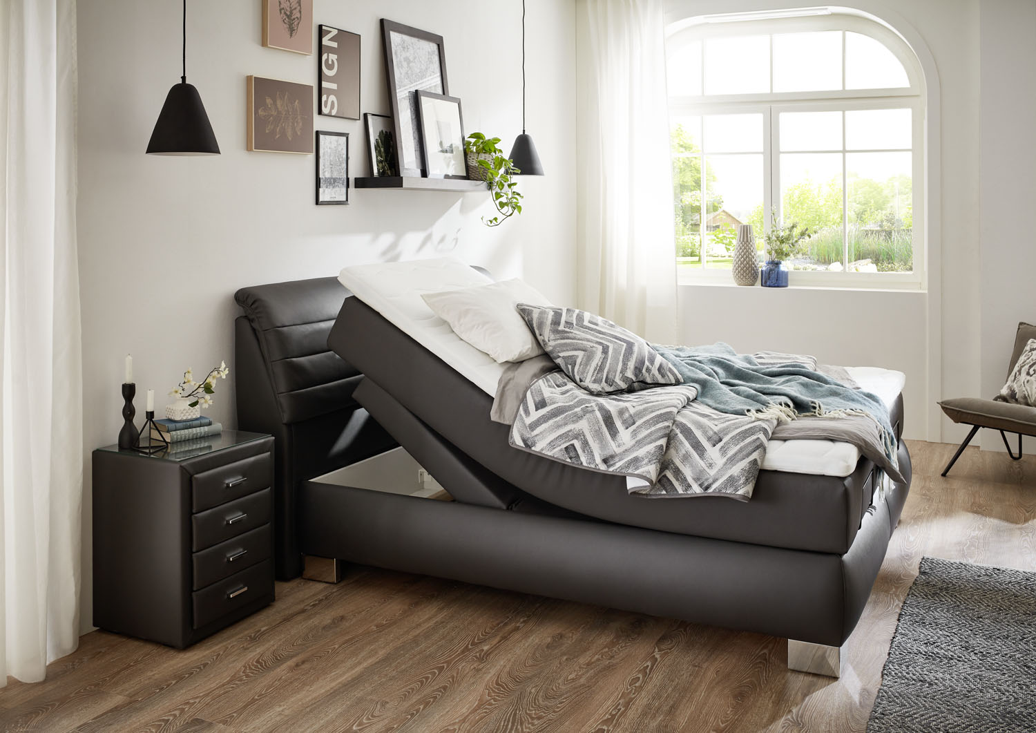 Boxspringbett 180x200cm in Grau