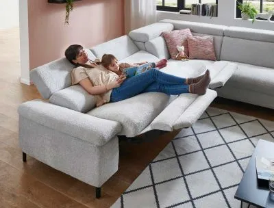 Ecksofa in Stoff L-Form mit Federkern