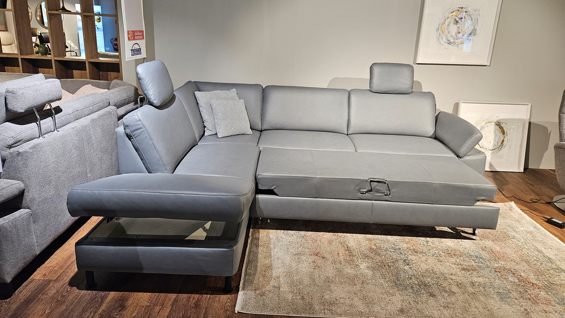 Modulmaster Ecksofa inkl. vielen Funktionen mit Hocker in Leder -0775015506-07-36WW-A