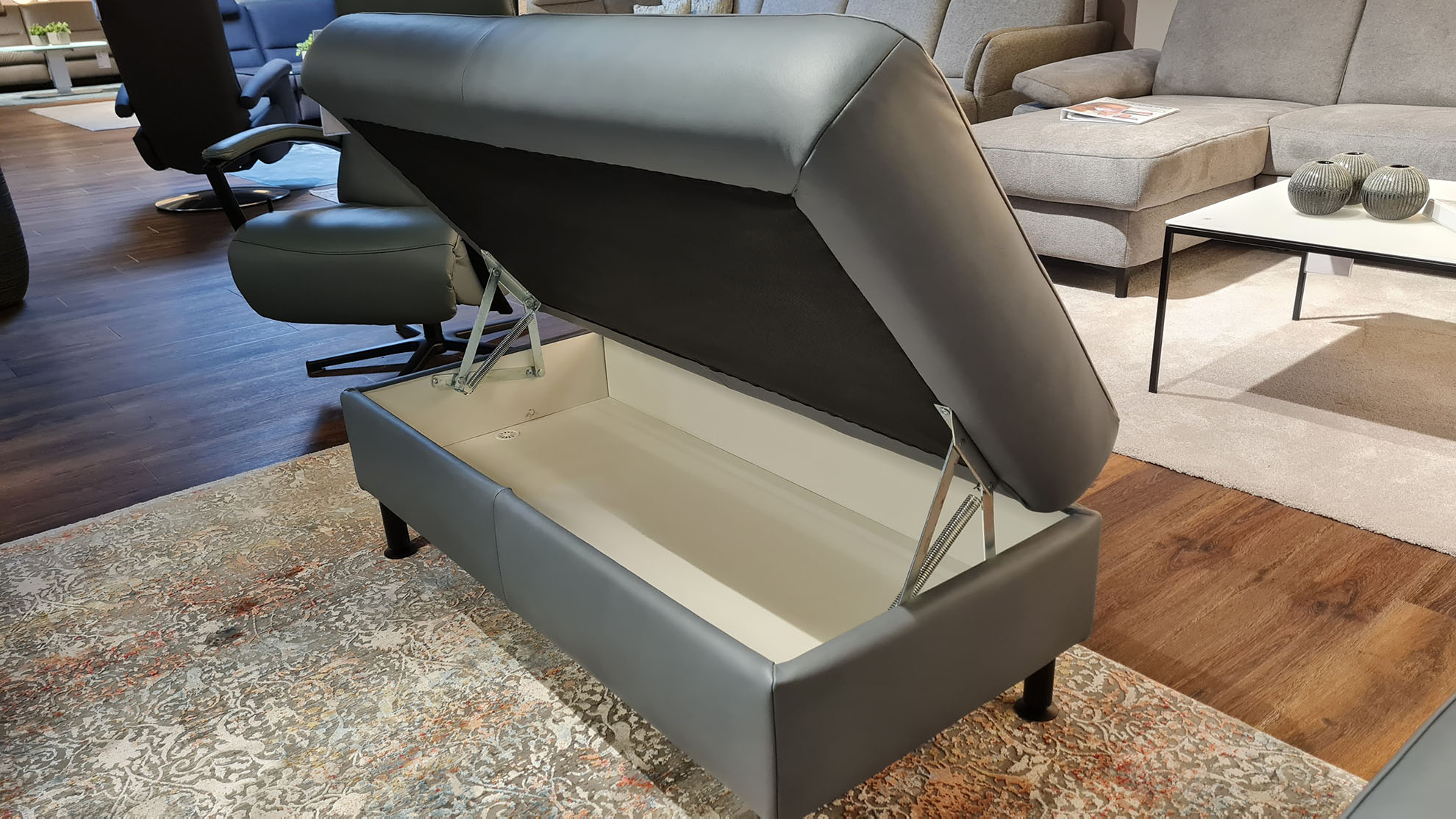 Modulmaster Ecksofa inkl. vielen Funktionen mit Hocker in Leder  -0775015503-05-40WW-A