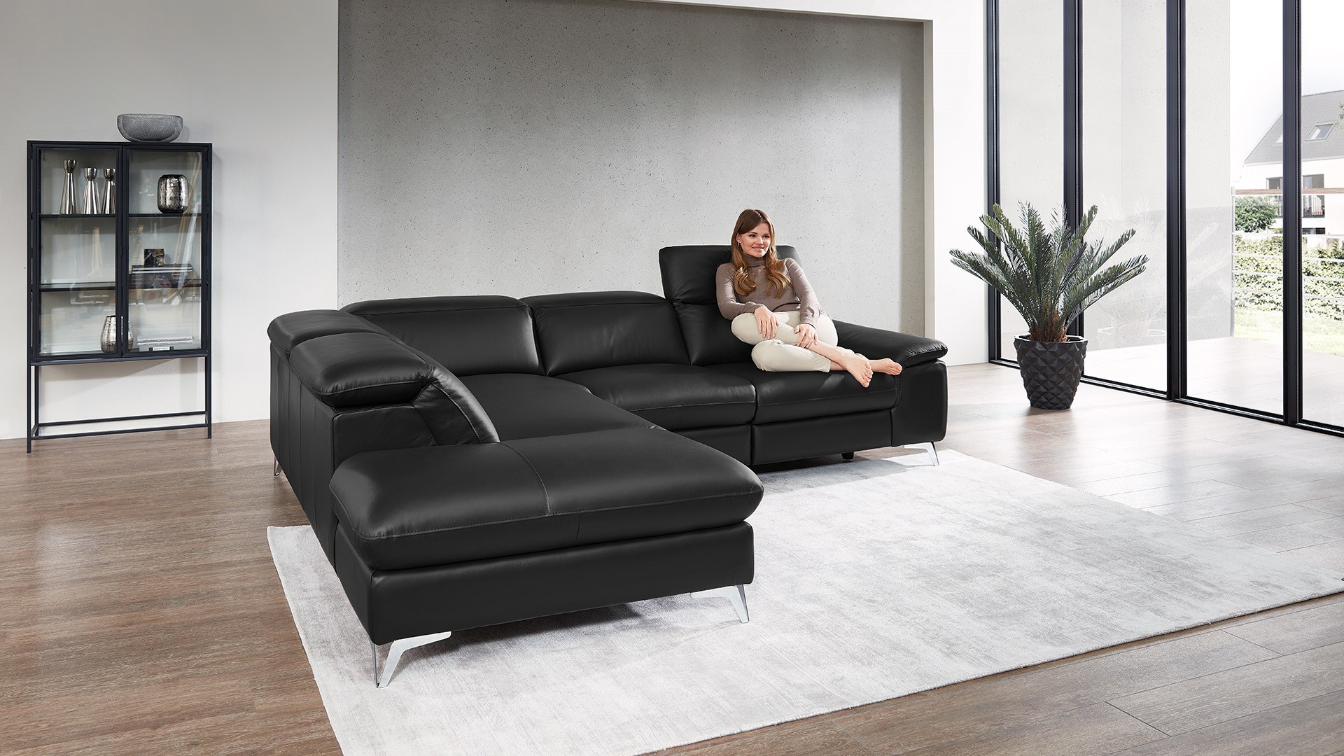 Ecksofa Seahawk mit motorischer Relaxfunktion in Leder 