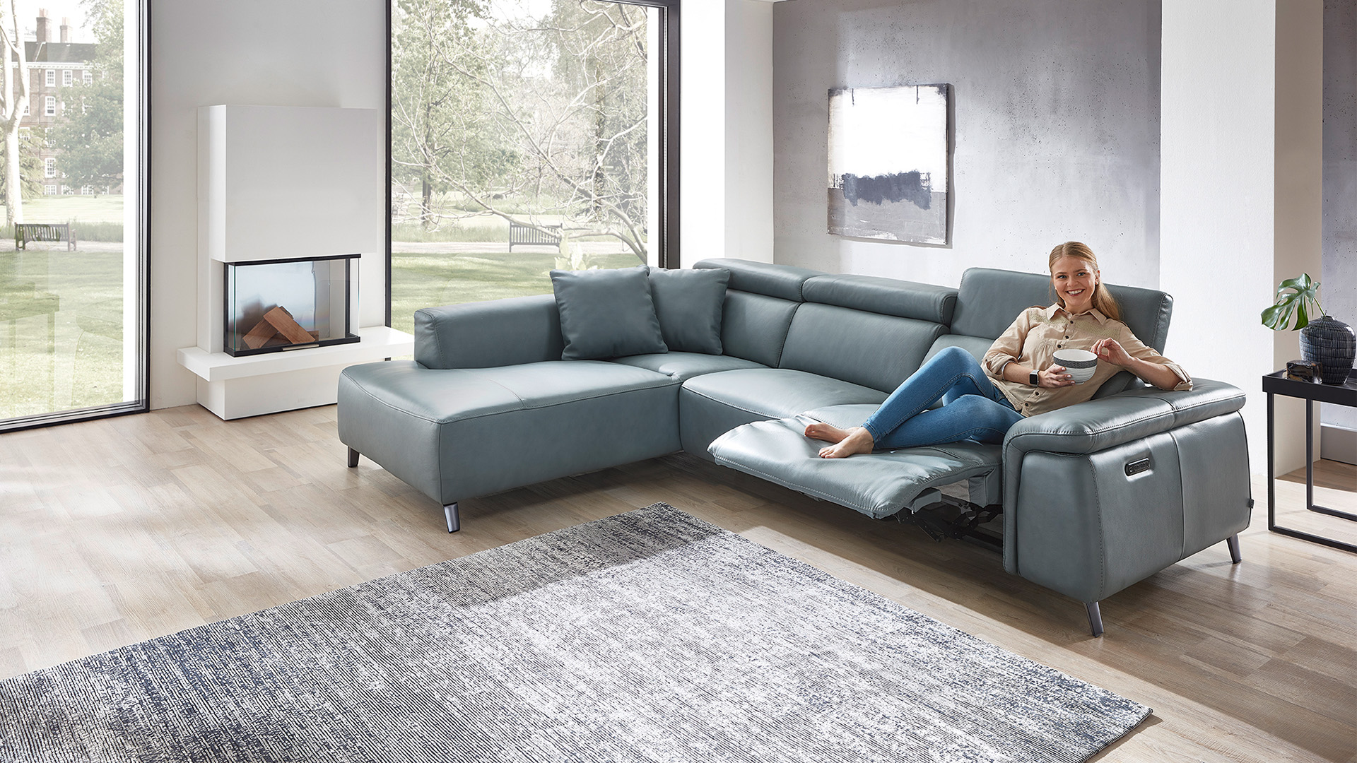 Ecksofa Firenze mit motorischer Relaxfunktion in Leder Ecksofa Firenze mit motorischer Relaxfunktion in Leder -05970318W3