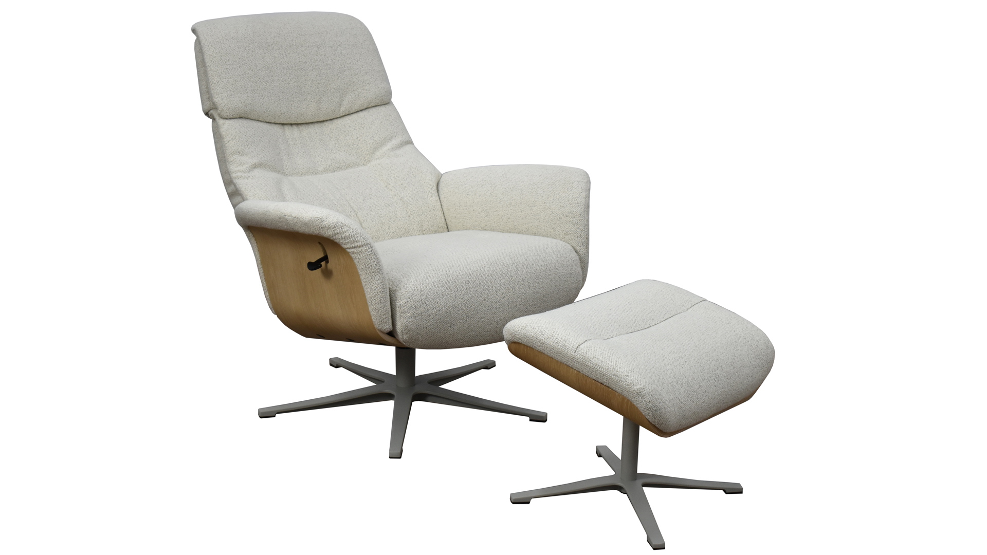 Relaxsessel Lion mit Holzapplikation und Hocker in Stoff-0979004700WW