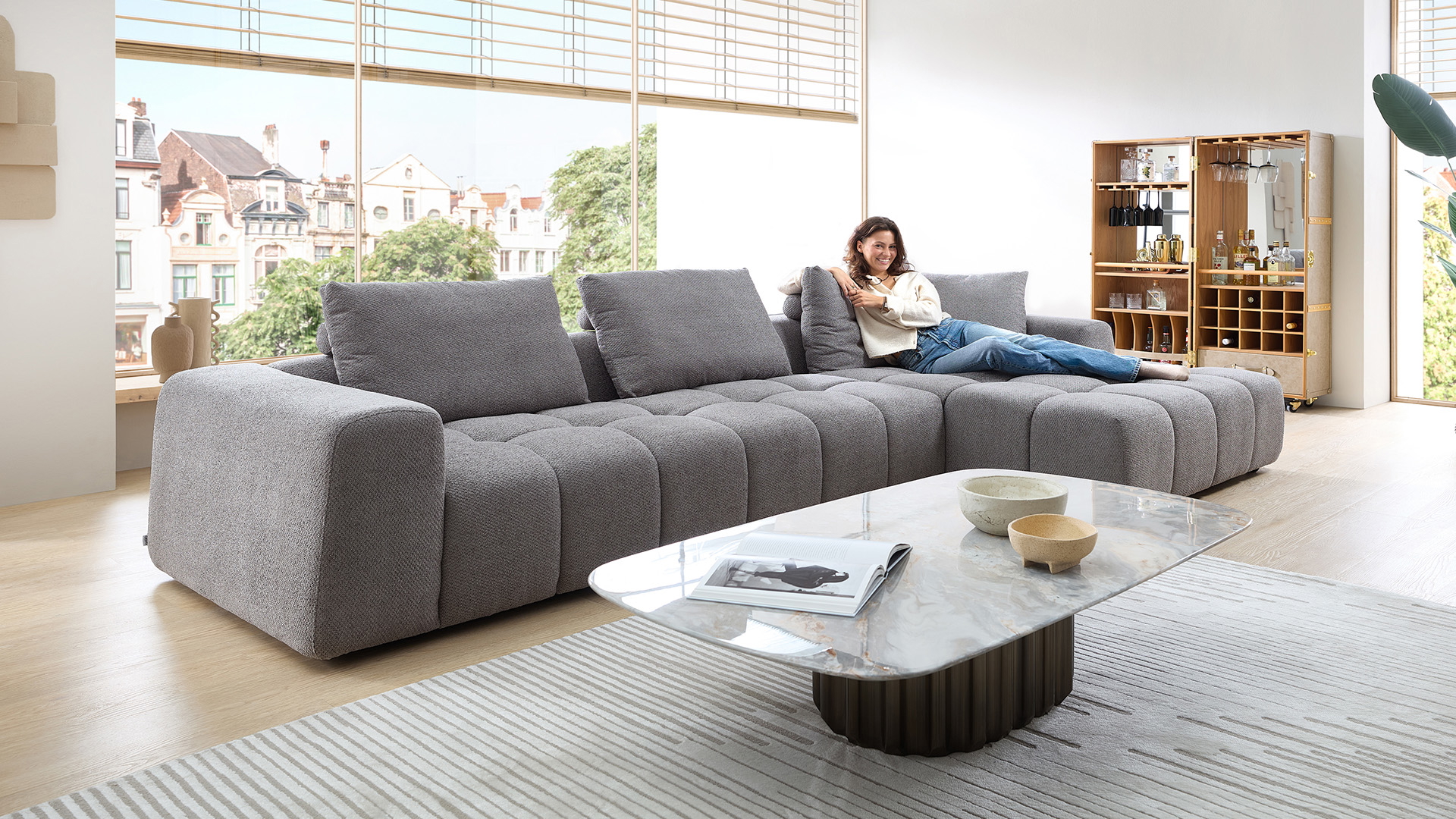 Ecksofa Heartbreaker mit losen Rückenkissen in Stoff Ecksofa Heartbreaker mit losen Rückenkissen in Stoff-05971023WW
