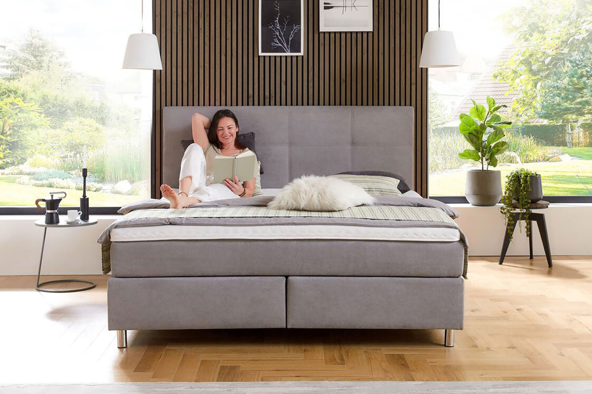 Boxspringbett Home 4400 mit Wendematratze Stoff