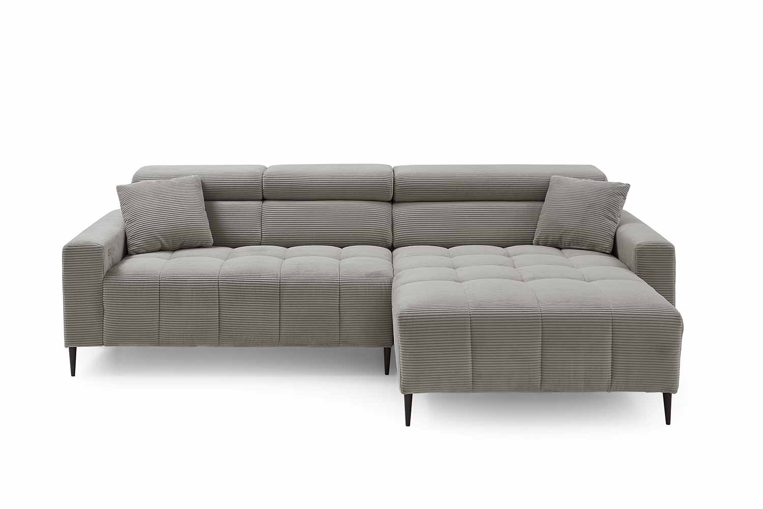 Ecksofa inkl. motorischem Sitzvorzug in Trendstoff Cord