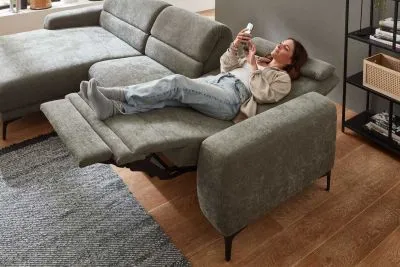 Carina Ecksofa L-Form inkl. manueller Rückenverstellung in Stoff