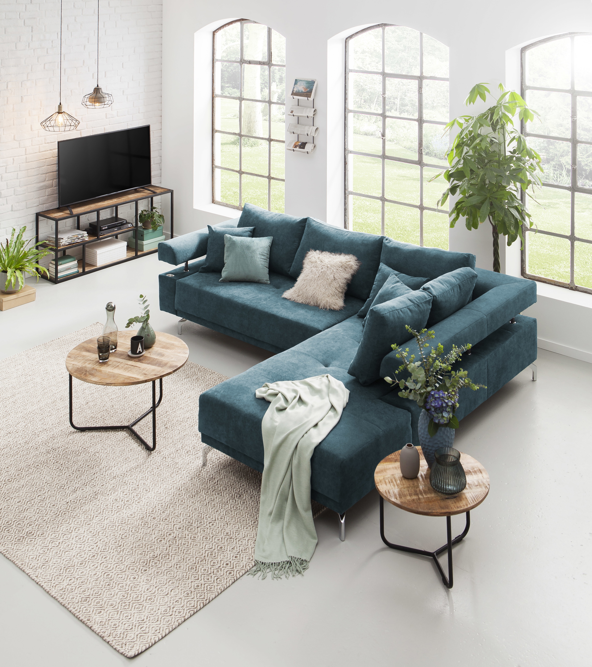 Ecksofa Dream mit motorischer Sitztiefenverstellung in Stoff-06460128WW.4