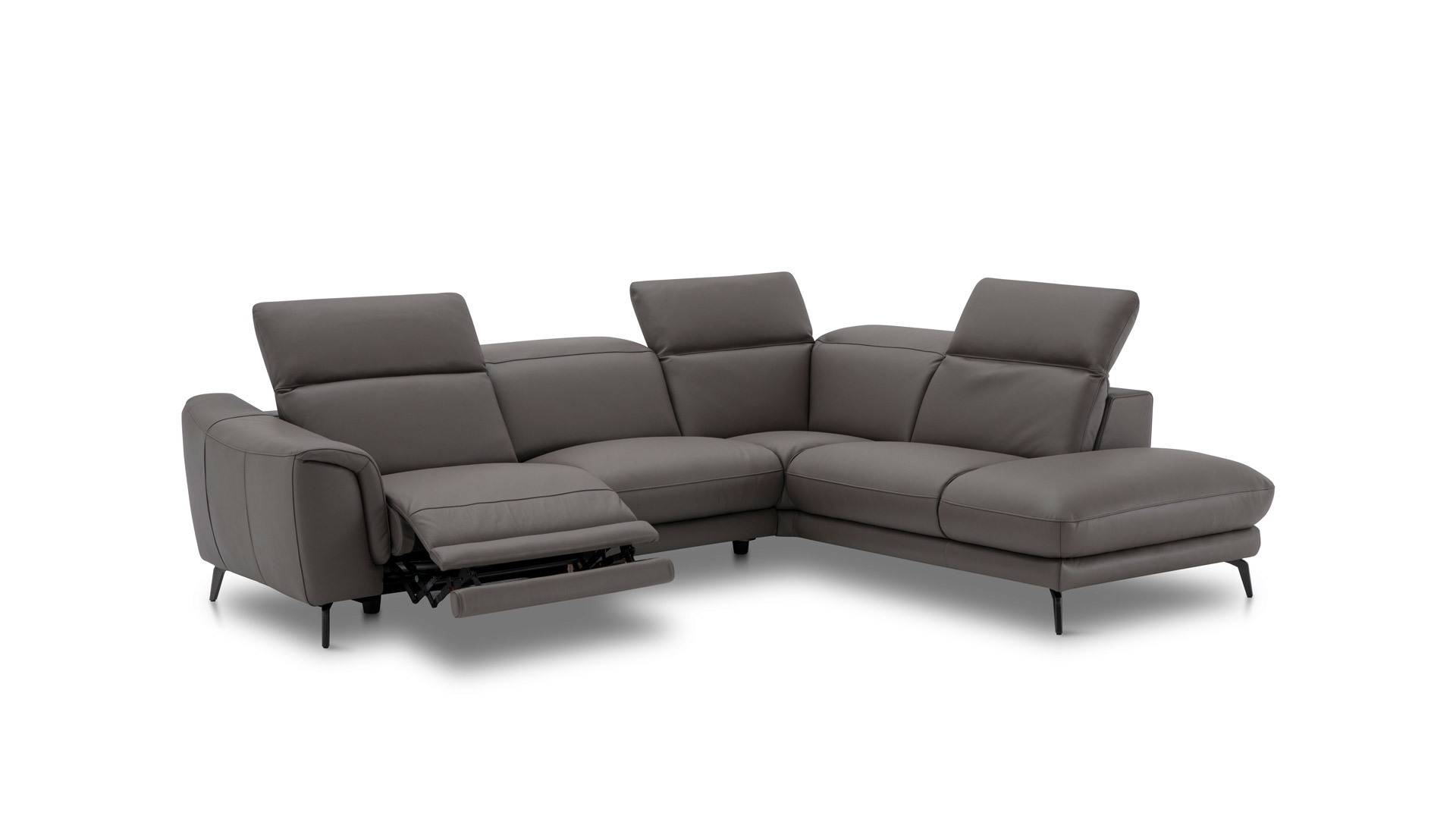 Leder Ecksofa inkl. manueller Kopfteilverstellung