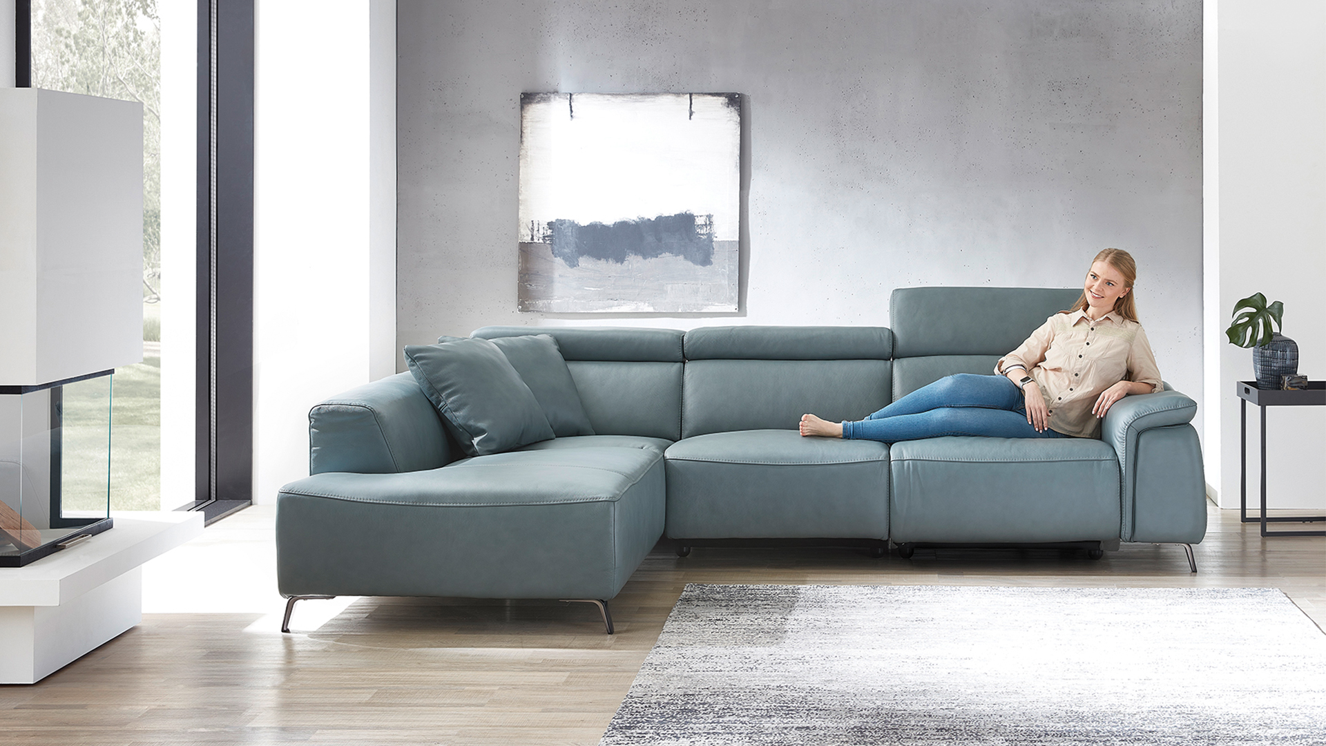 Ecksofa Firenze mit motorischer Relaxfunktion in Leder Ecksofa Firenze mit motorischer Relaxfunktion in Leder -05970318W3