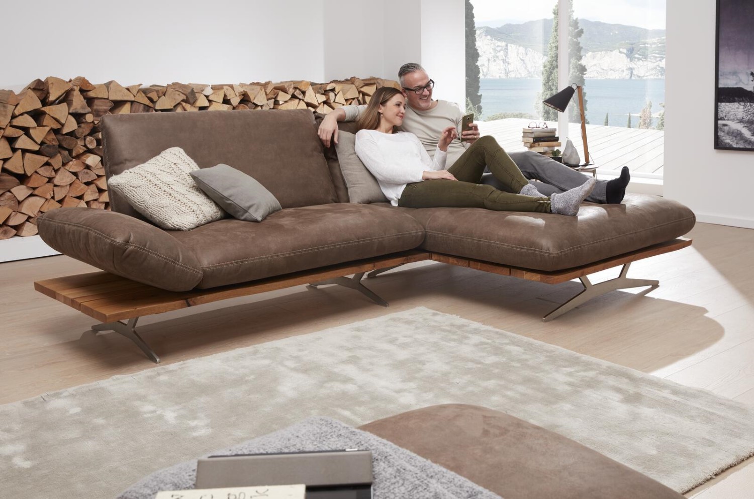 Koinor Ecksofa mit Funktion in Stoff
