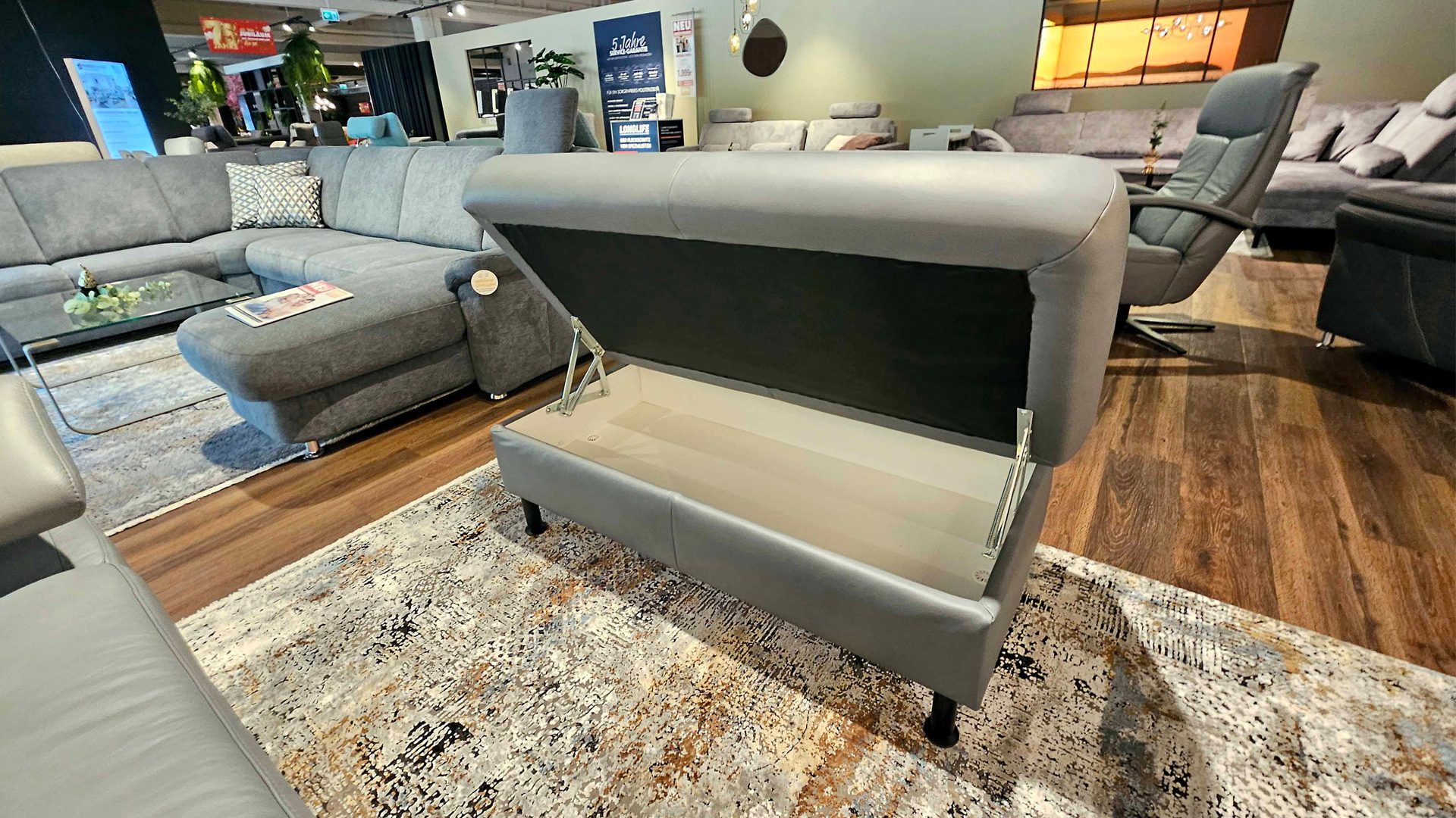 Modulmaster Ecksofa inkl. vielen Funktionen mit Hocker in Leder  -0775015506-07-06WW-A