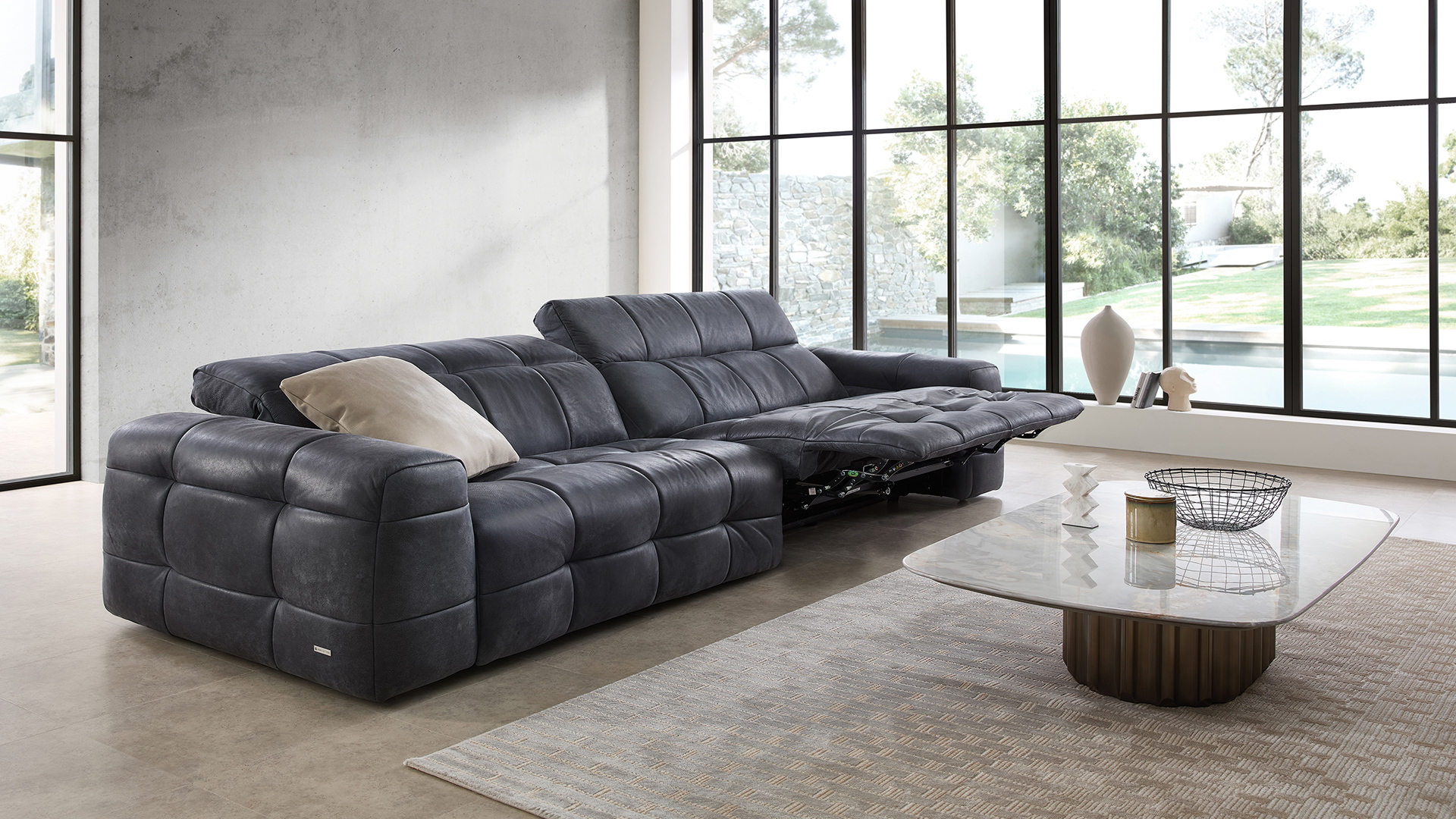 Campo de Fiori Design Sofa mit Relaxfunktion in Leder