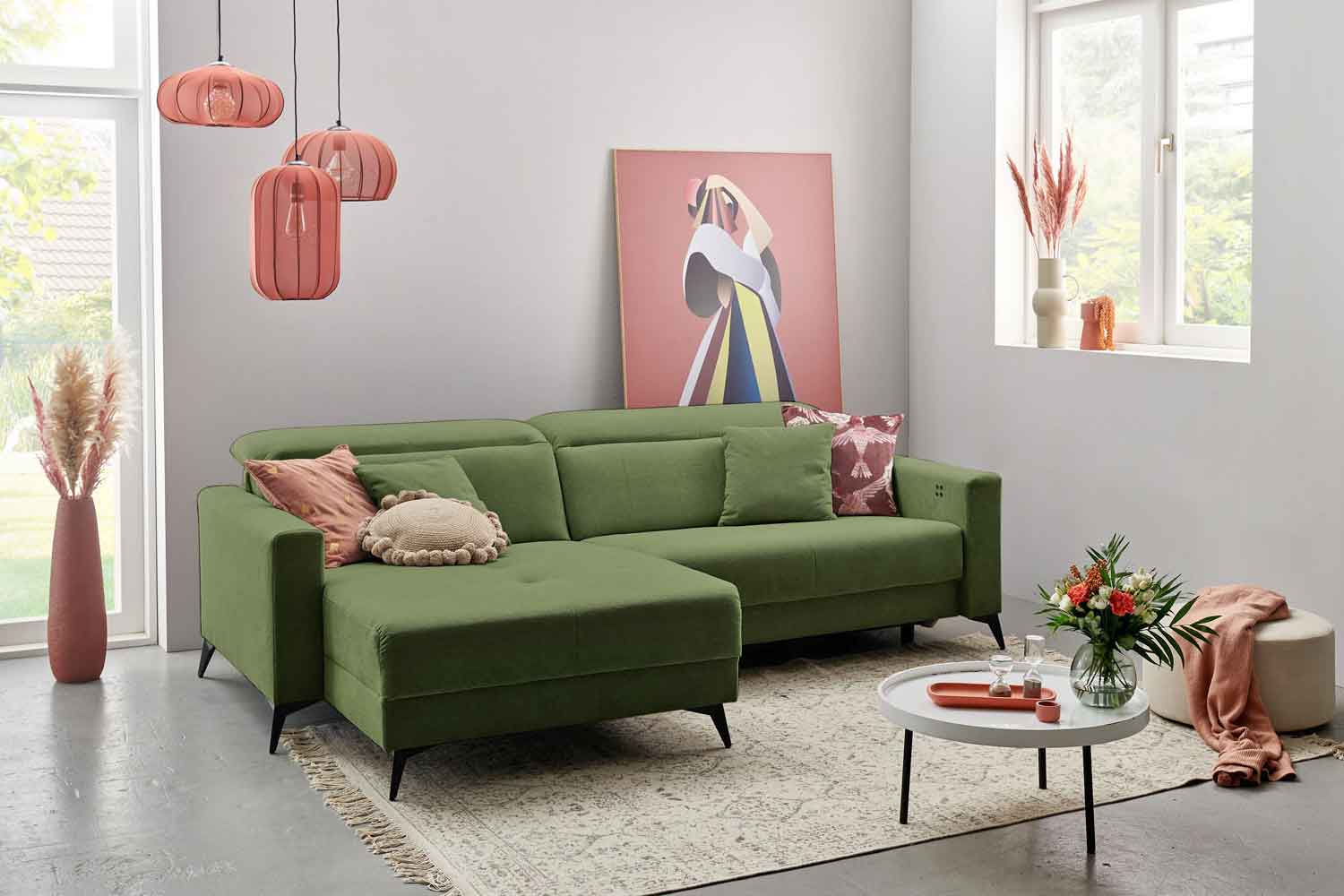 Ecksofa Bridge inkl. motorischer Relaxfunktion in Stoff 