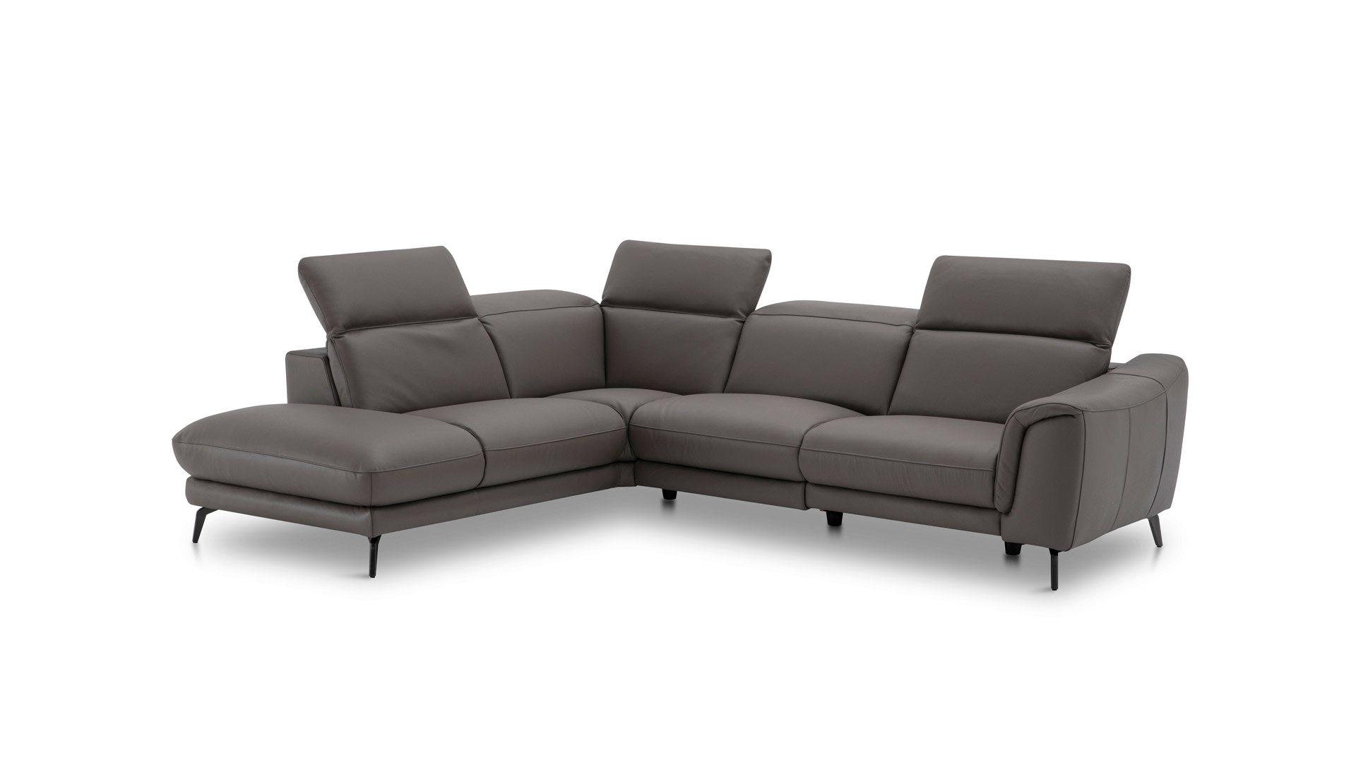 Leder Ecksofa inkl. manueller Kopfteilverstellung