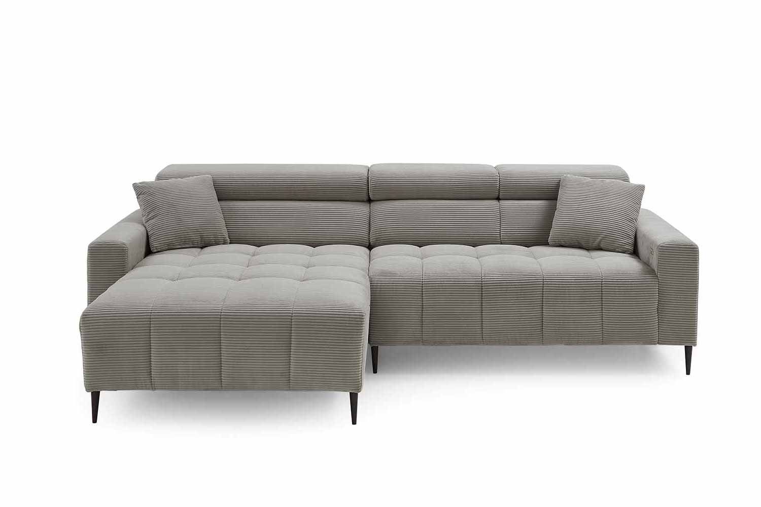 Ecksofa inkl. motorischem Sitzvorzug in Trendstoff Cord