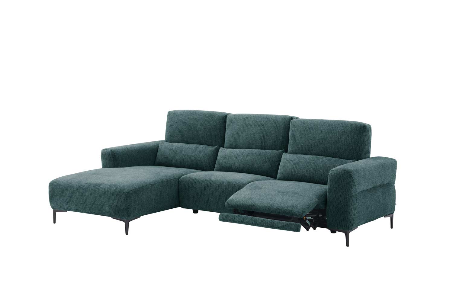 Ecksofa inkl. motorischer Funktion im trendigen Retro Stoff 