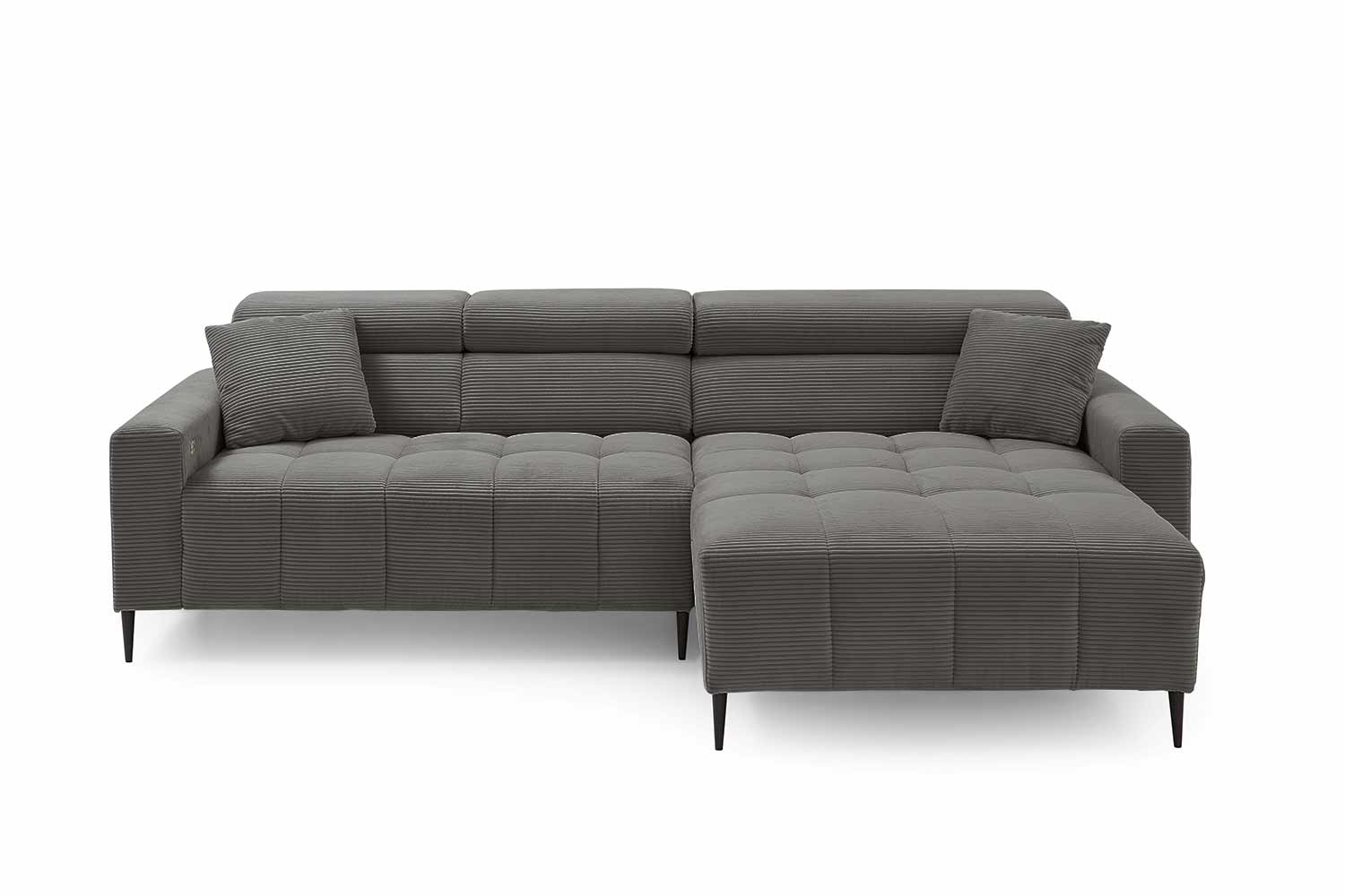 Ecksofa inkl. motorischem Sitzvorzug in Trendstoff Cord