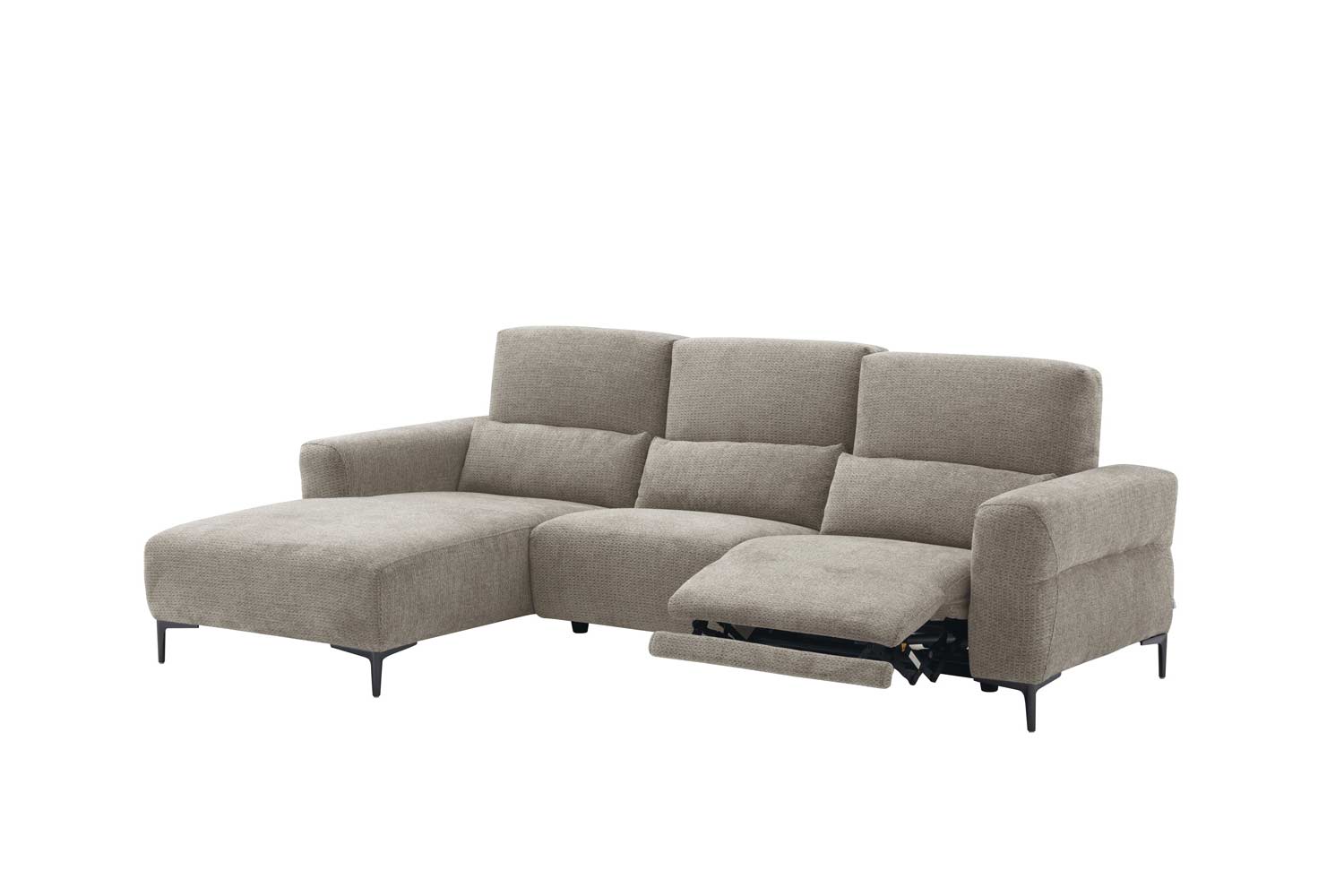 Ecksofa inkl. motorischer Funktion im trendigen Retro Stoff Ecksofa inkl. motorischer Funktion im trendigen Retro Stoff