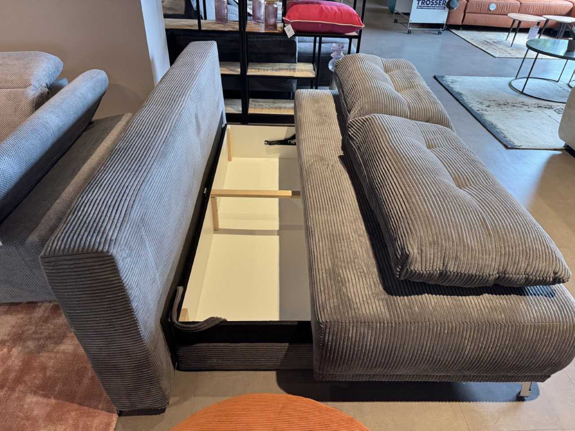 Schlafsofa mit Schlaffunktion und Bettkasten in Trendstoff Cord -0450001000-36WW-A