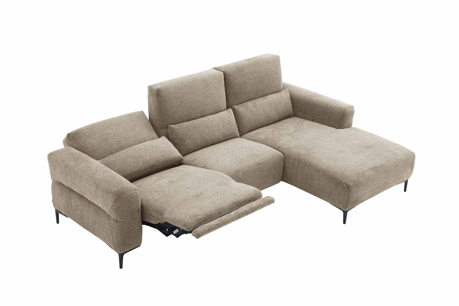Ecksofa inkl. motorischer Funktion im trendigen Retro Stoff 