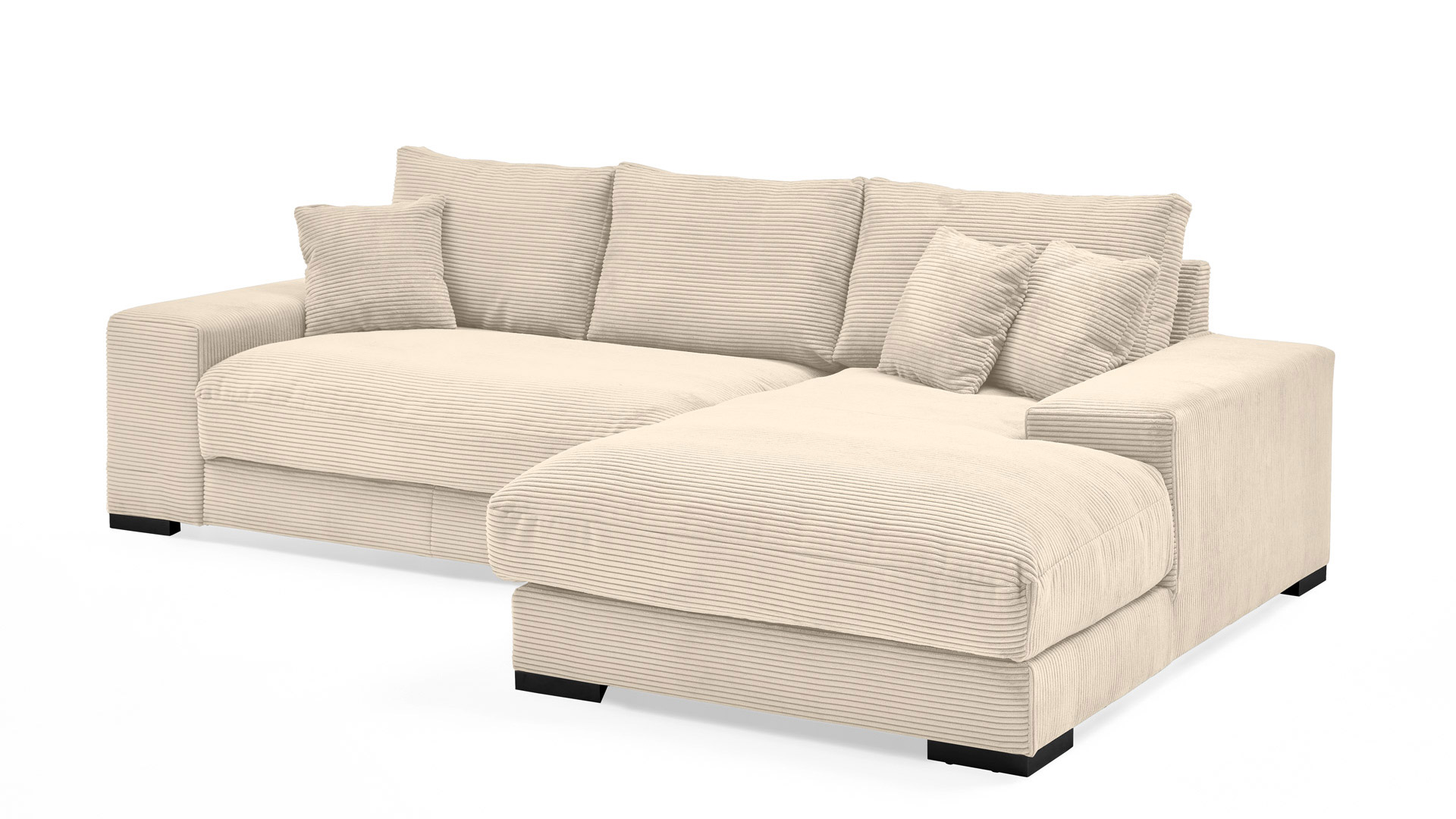 Ecksofa Soft mit losen Rückenkissen in Trendstoff Cord Ecksofa Soft mit losen Rückenkissen in Trendstoff Cord
