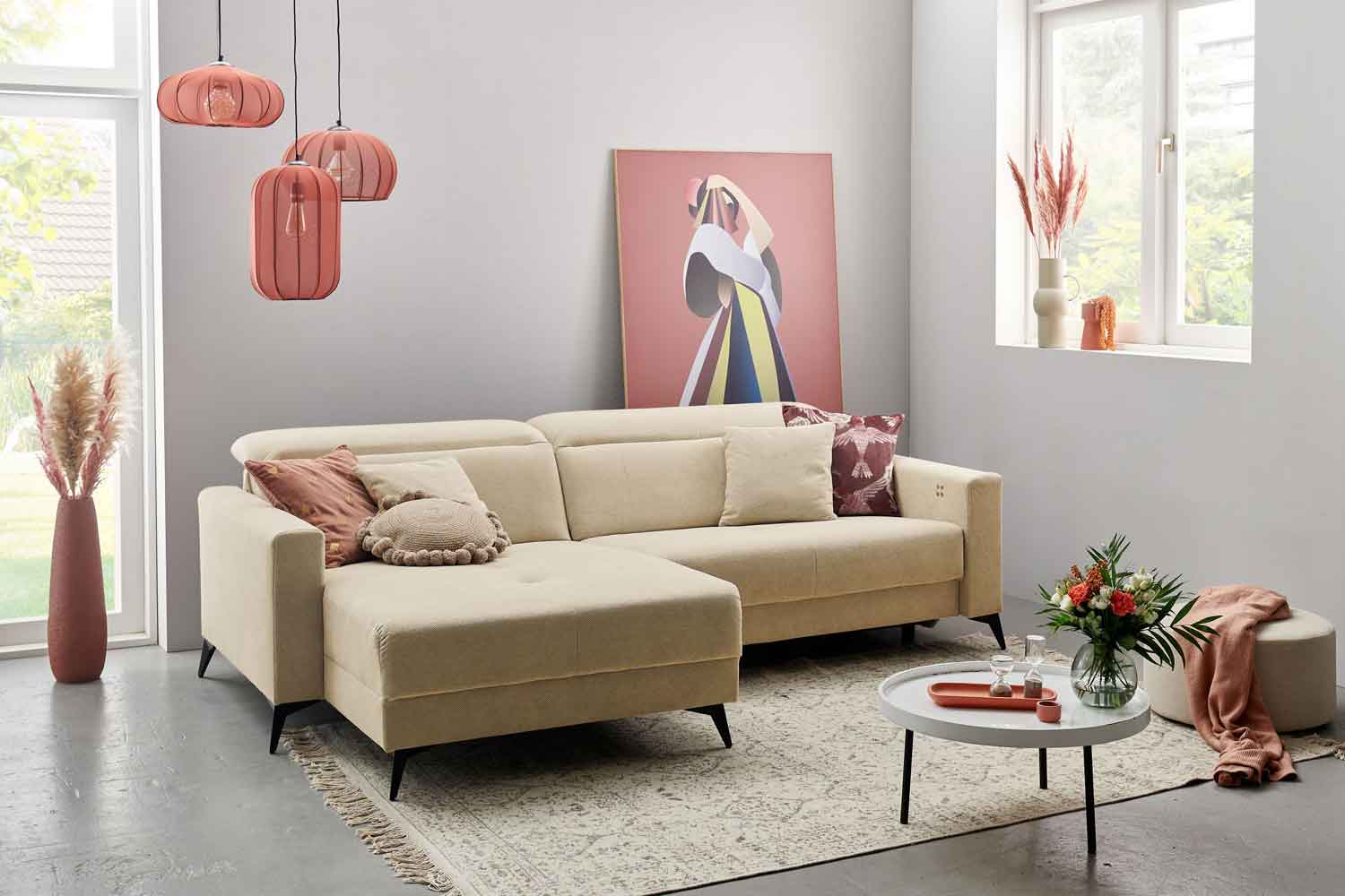 Ecksofa Bridge inkl. motorischer Relaxfunktion in Stoff 