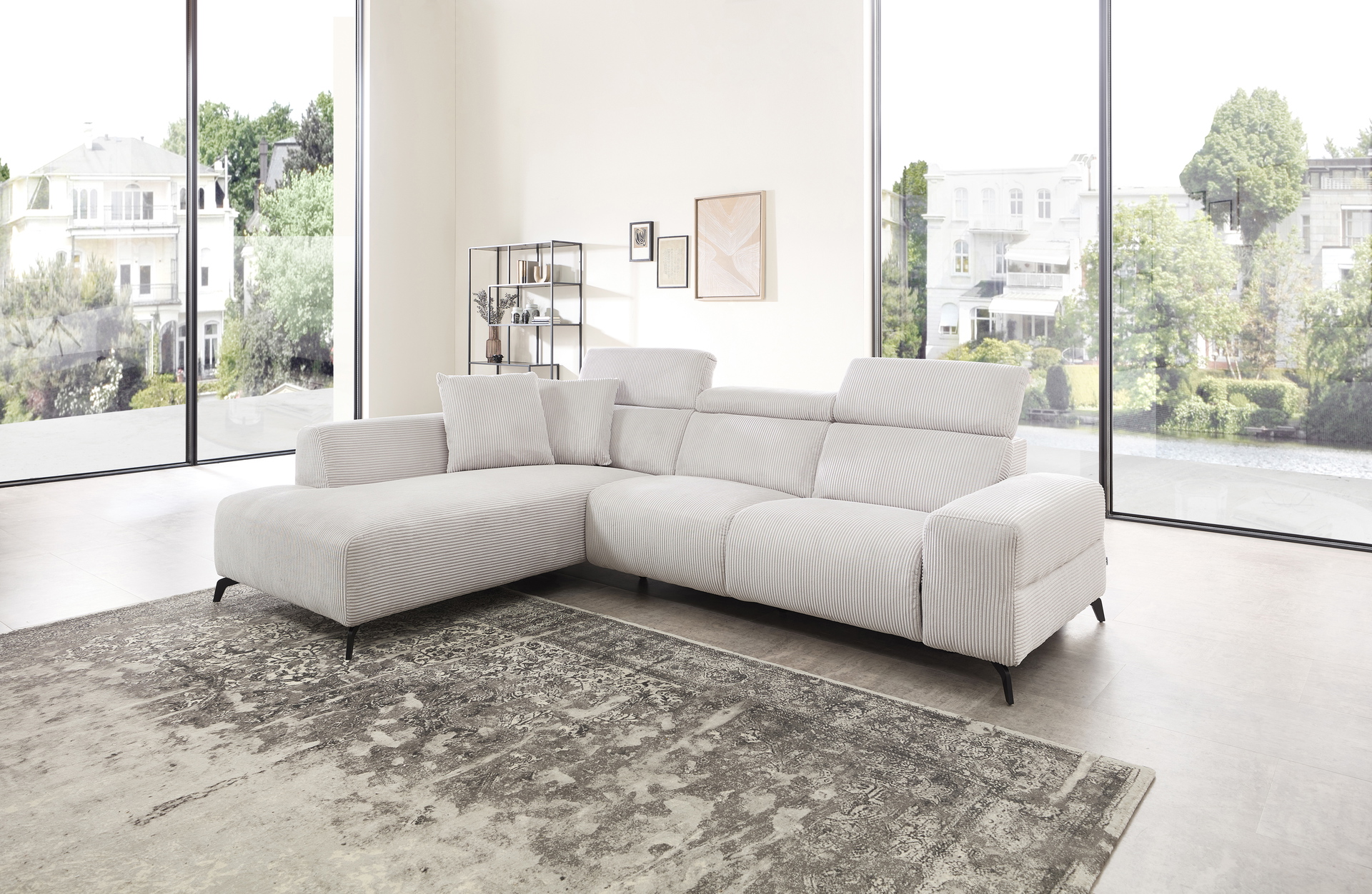 Cuoio Ecksofa in Trendstoff Cord